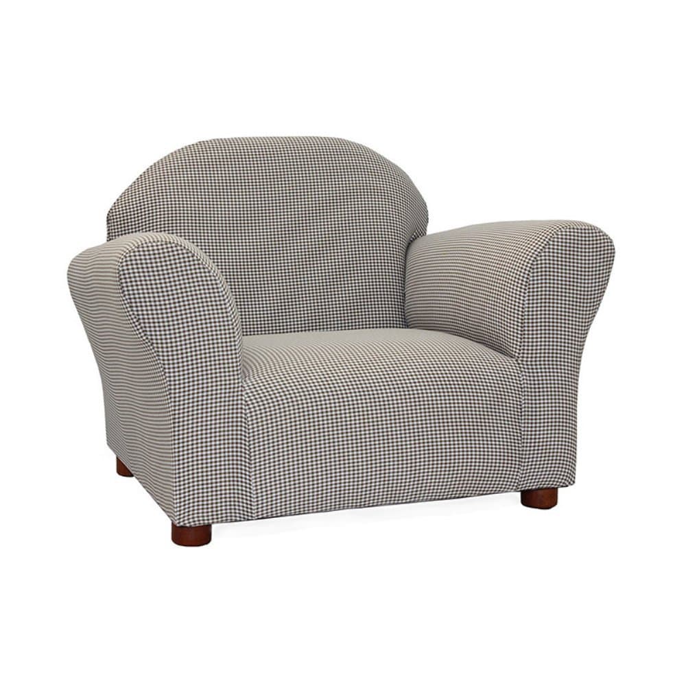 Roundy Gingham Chair for Kids Upholstered Toddler Armchair for Ages 2–5, Sturdy Wooden Frame, Soft Durable Cotton Fabric, Lightweight, Fully Assembled, Ideal for Playrooms, Nurseries & Bedrooms.