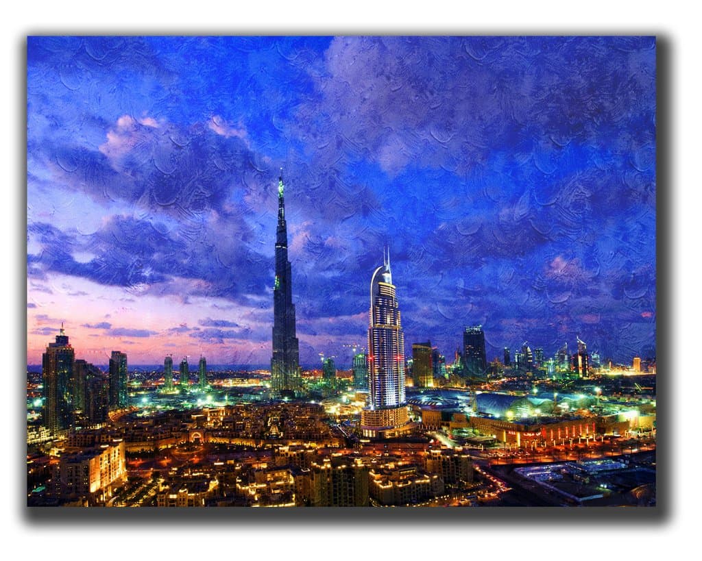 Dingqin Home Decor Print Canvas Poster, dubai building view from the top view city lights Wall Art Painting On Canvas 31.5x23.6 Inch
