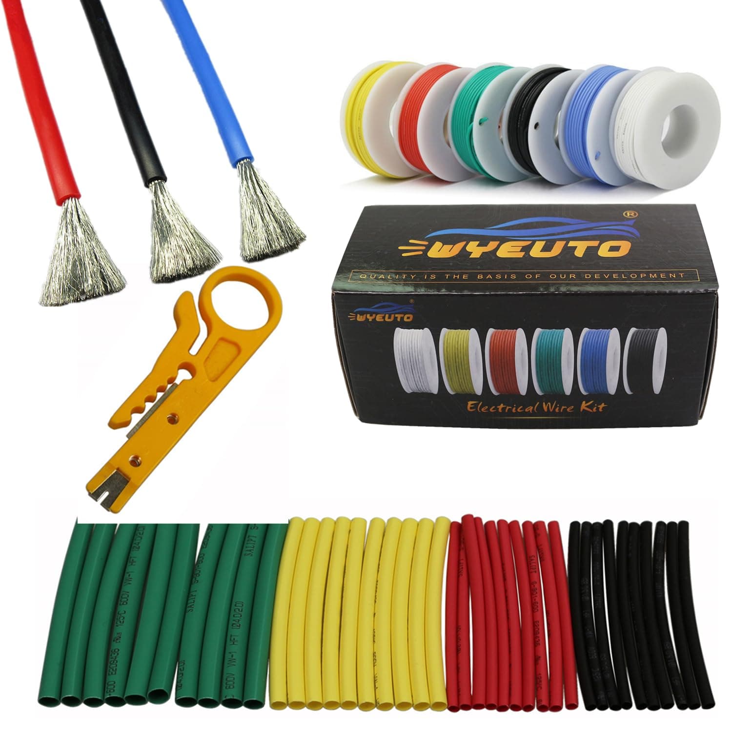 28awg Stranded Wire Core Hook up Wires-6 Different Colored Jumper Wire 32.8ft or 10m Each，28 Gauge Tinned Copper Wire Silicone (OD: 1.2mm) Hook up Wire Kit