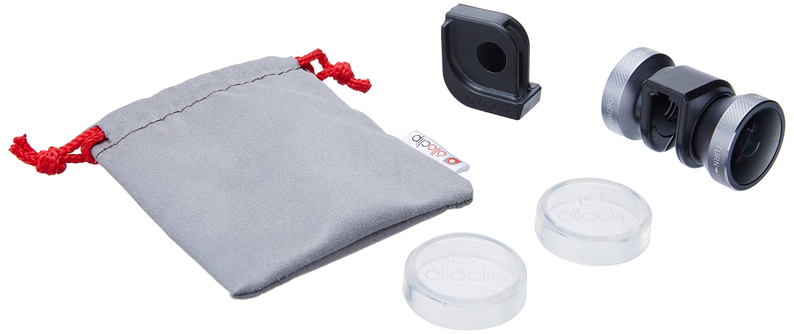 olloclip 4-IN-1 Lens for iPhone 5/5s/SE : Fisheye, Wide-Angle, 2 Macros. Color: Space Gray Lens/Black Clip