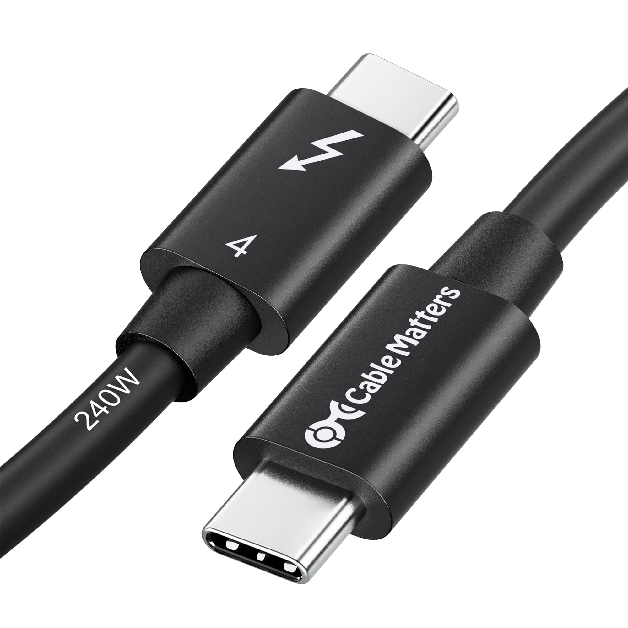[Intel Thunderbolt Certified] Cable Matters Thunderbolt 4 Cable, 0.3m, 40 Gbps, 8K, 60Hz, PD, 240W Charging, Thunderbolt 4 Cable, Backward Compatible with USB4, Thunderbolt 3, USB-C Black, Compatible