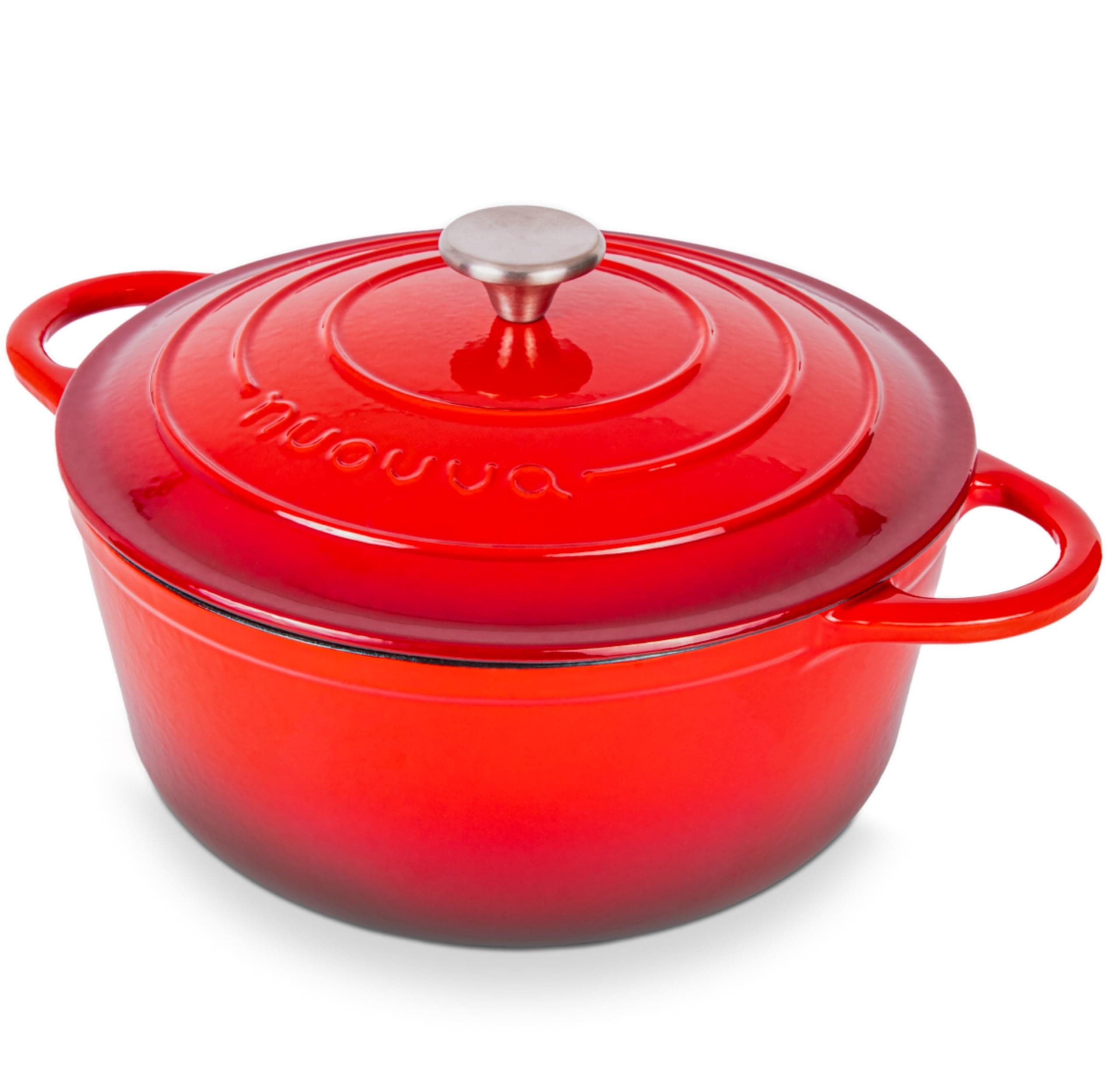 Enamelled Cast Iron Dutch Oven Pot with Lid – 6.4 Quart Non Stick Casserole Pot – Heavy Duty & Oven Safe up to 500° F for Bread Baking, Braising, Stews, Roasting – 28cm Red