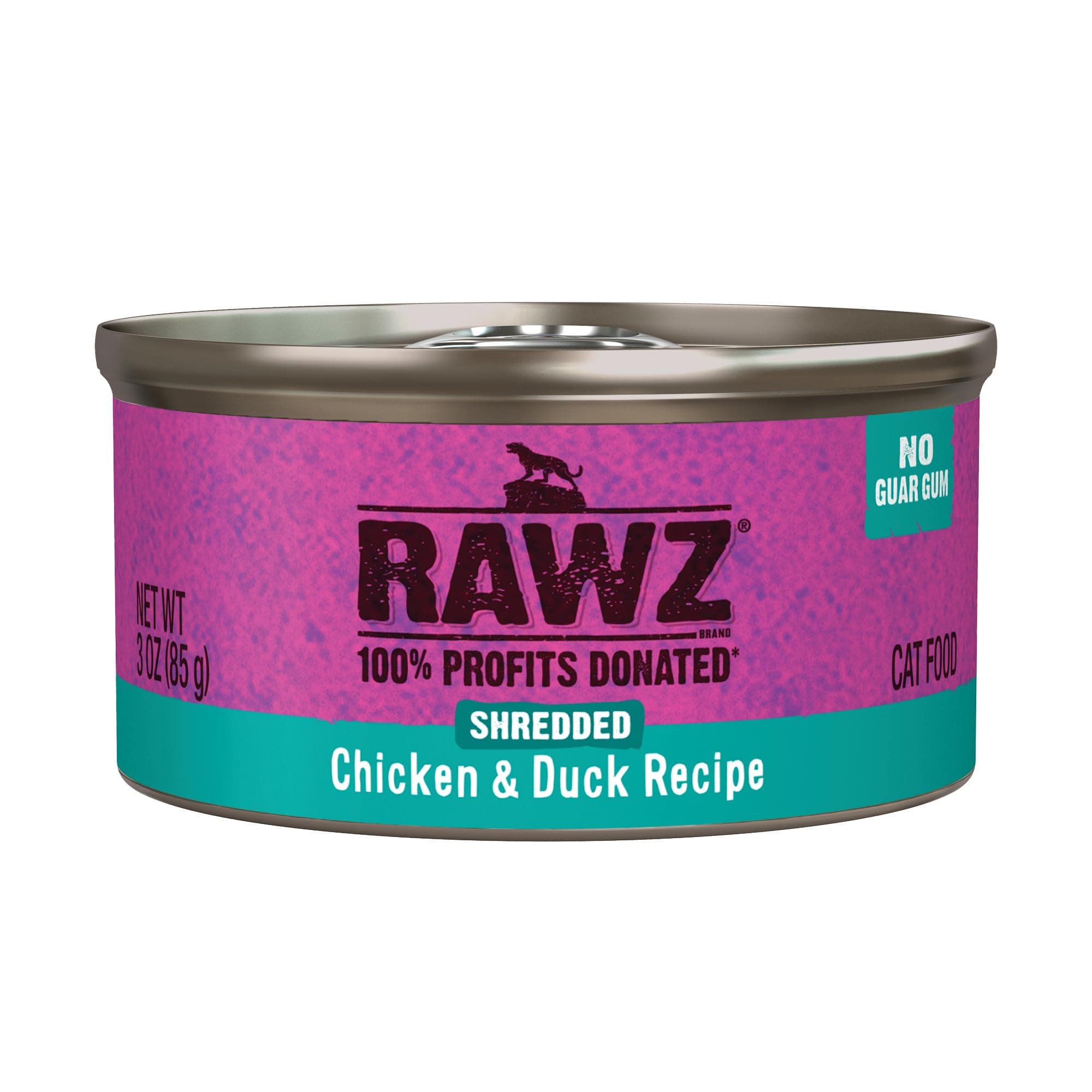 Rawz Natural Premium Shredded Canned Cat Wet Food - Grain Free Made with Real Meat Ingredients No BPA or Gums - 3oz Cans 18 Count (Chicken & Duck)
