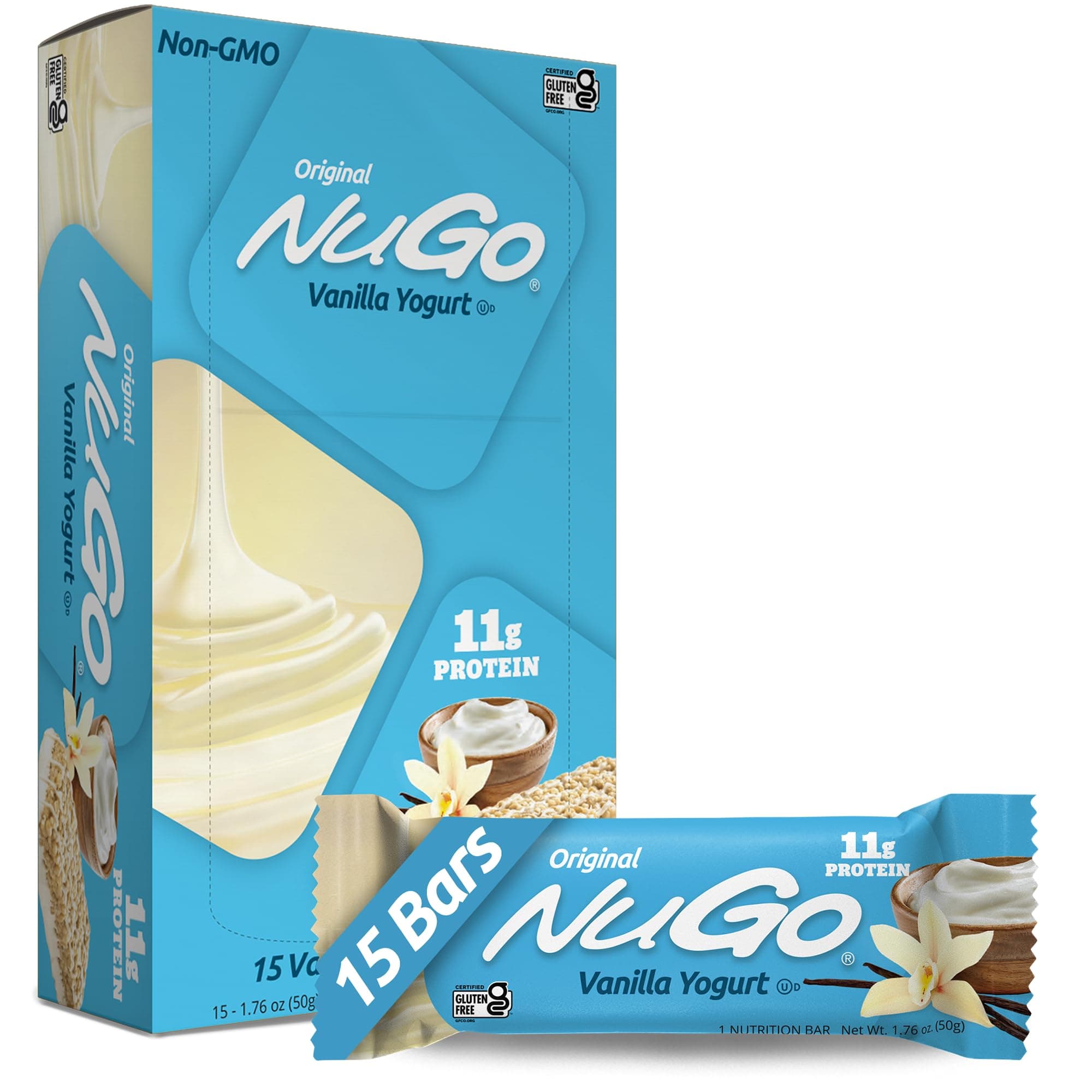Protein Bar, Vanilla Yogurt, 11g Protein, 170 Calories, Gluten Free, 1.76 Ounce (Pack of 15)