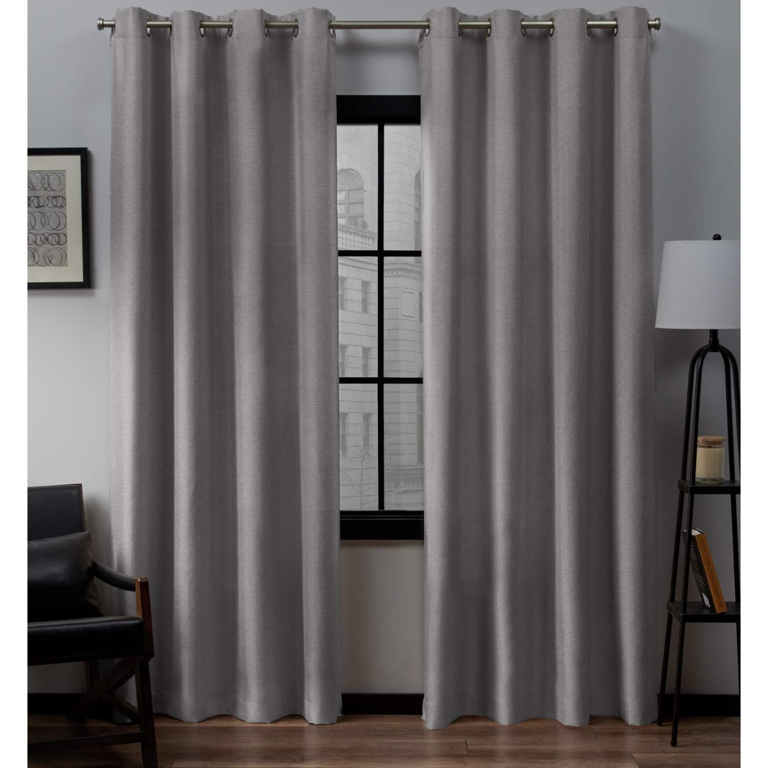 Exclusive Home Loha Linen Grommet Top Curtain Panel Pair, 54"x84", Dove Grey
