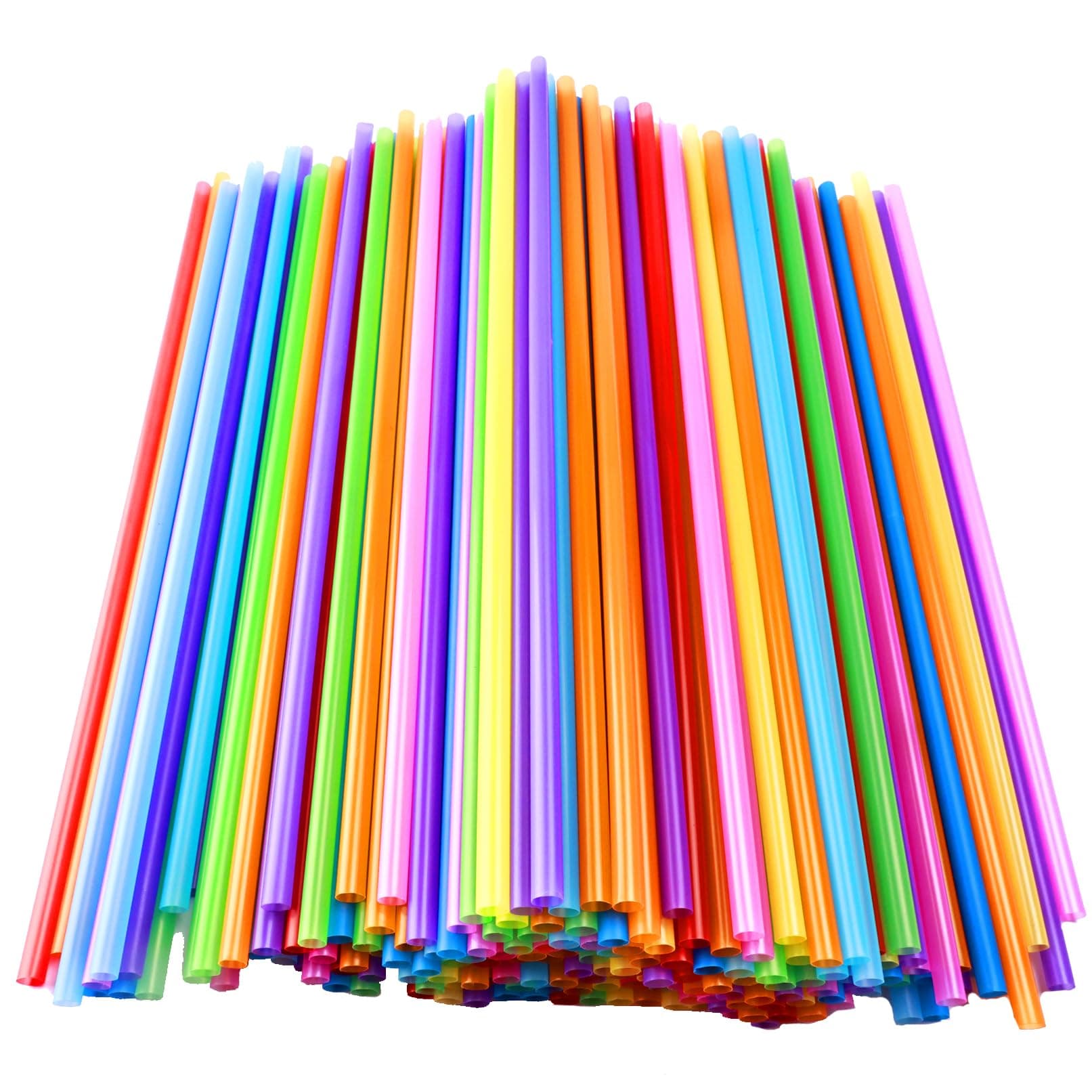 200pcs Colorful Plastic Long Straws Disposable Drinking Straws- 0.23'' diameter, 10.2" High - Assorted Colors