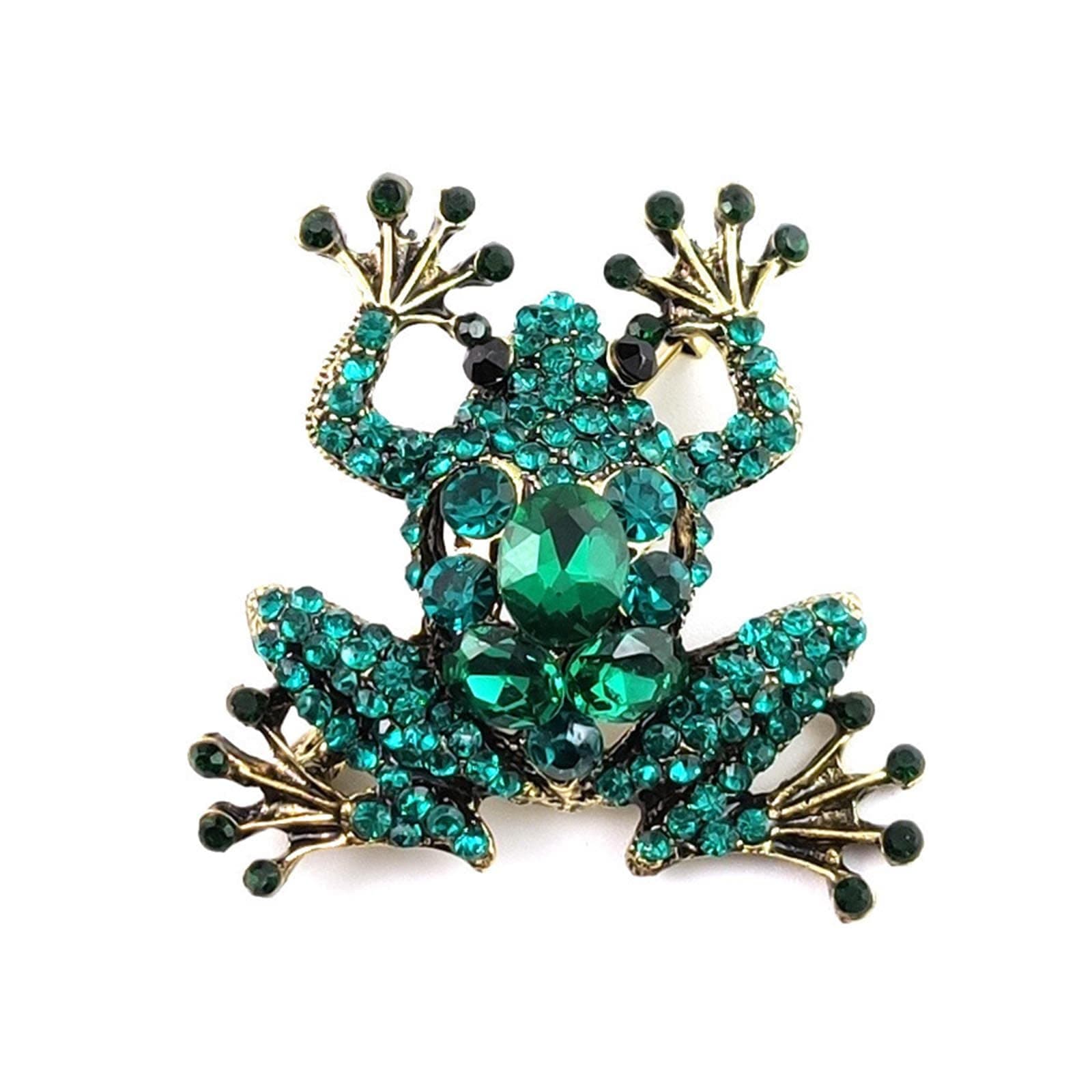 Sttiafay Crystal Green Frog Brooch Vintage Large Enamel Brooch Wedding Bridal Diamond Bouquet Brooch Pin Accessory Gift for Unisex Clothing Corsage