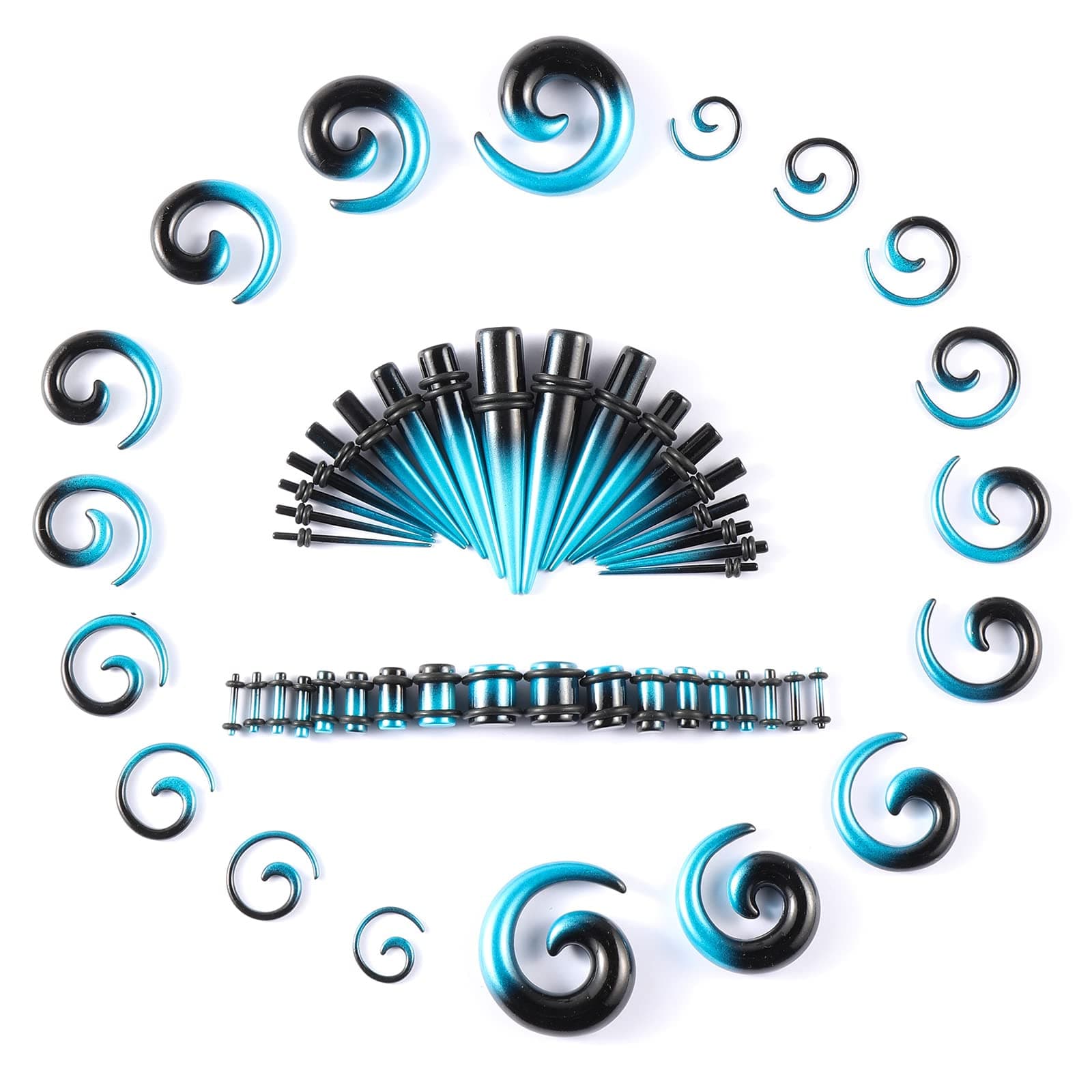 Ear Stretching Kit 54 Pieces 14Gauges-00Gauges Earrings Piercing Kit