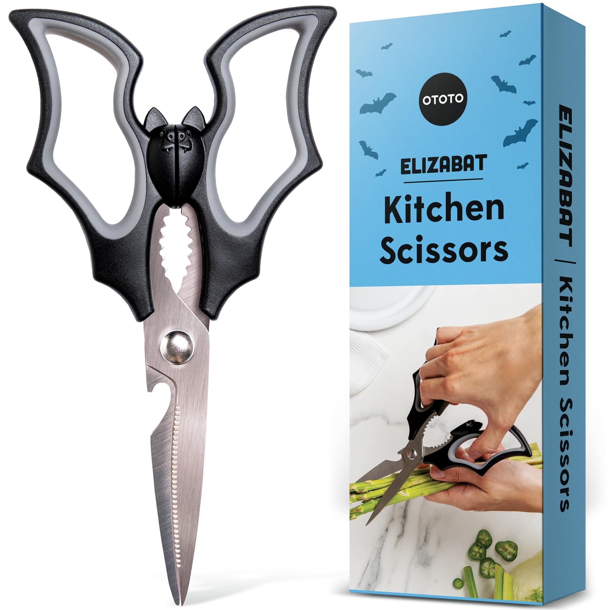 NEW!! Elizabat Kitchen Scissors - Cute Bat Cooking Utensils - Halloween Gifts Kitchen Tools - Scary Gifts