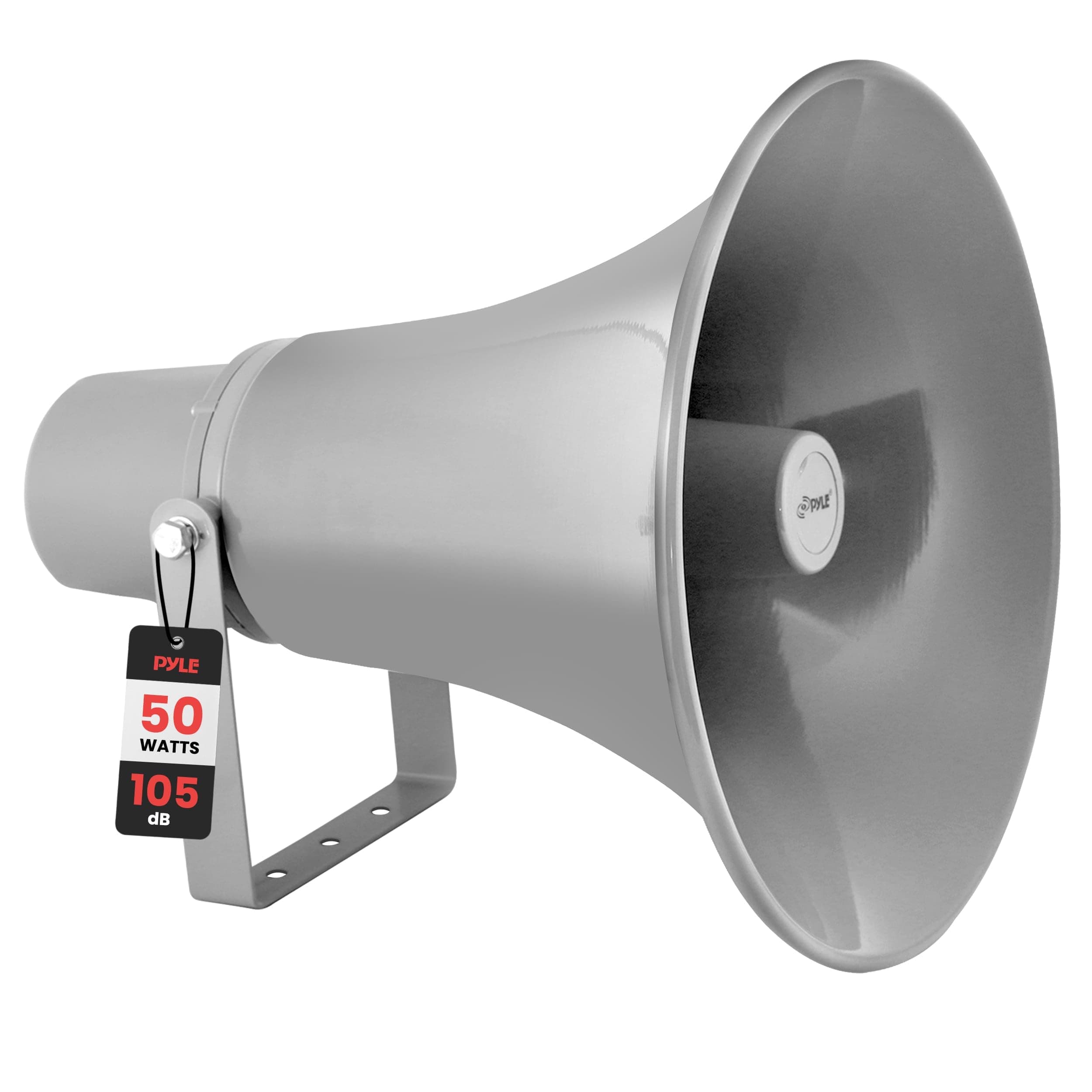Pyle Indoor Outdoor PA Horn Speaker - 13.5 Inch 50 W Powered Compact Loud Sound Megaphone w/ 400Hz-5KHzz Frequency, 8 Ohm, 70V Transformer, Mounting Bracket Hardware, For 70V Audio System - PHSP131T