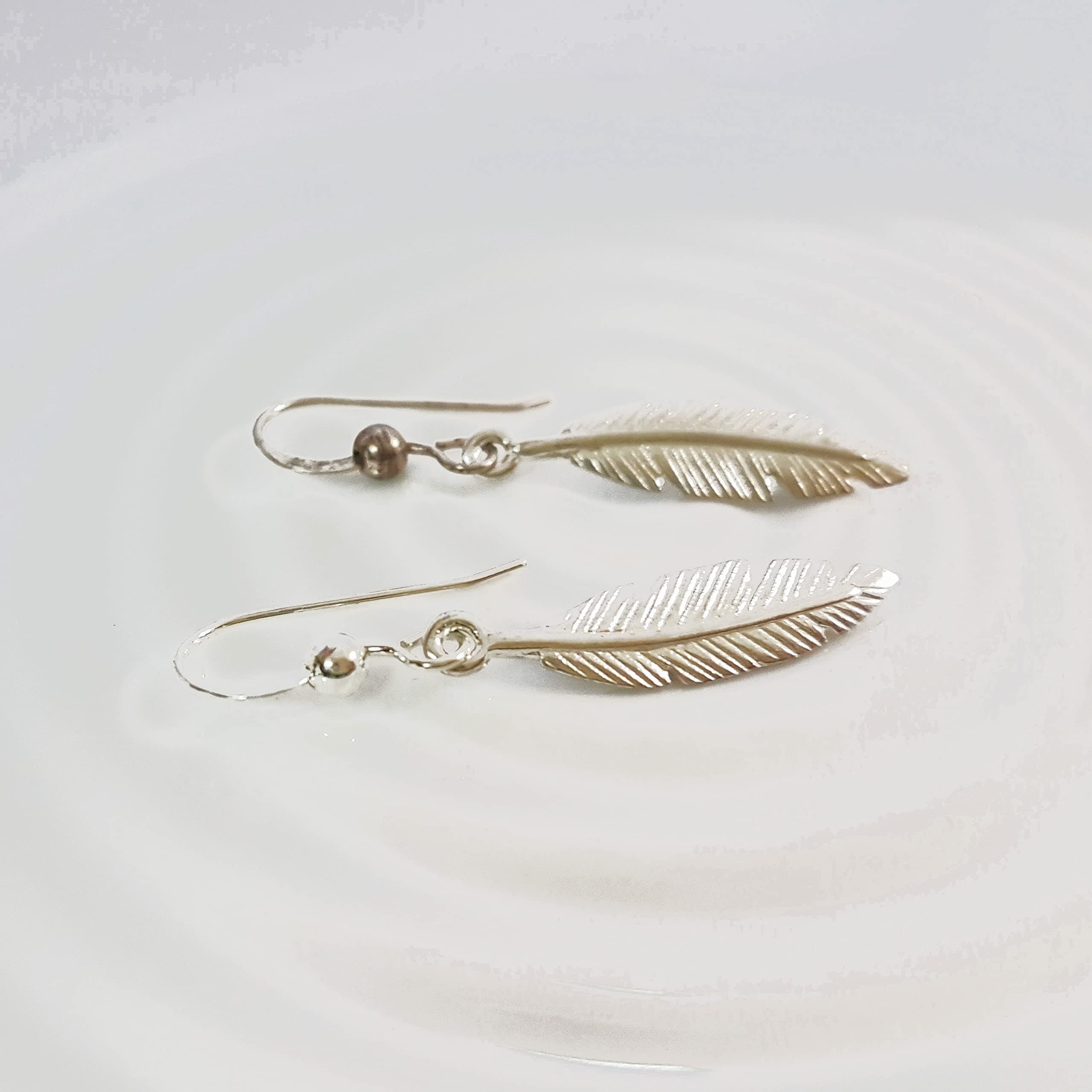 Sterling Silver Dangle Feather Earrings for Women and Girls