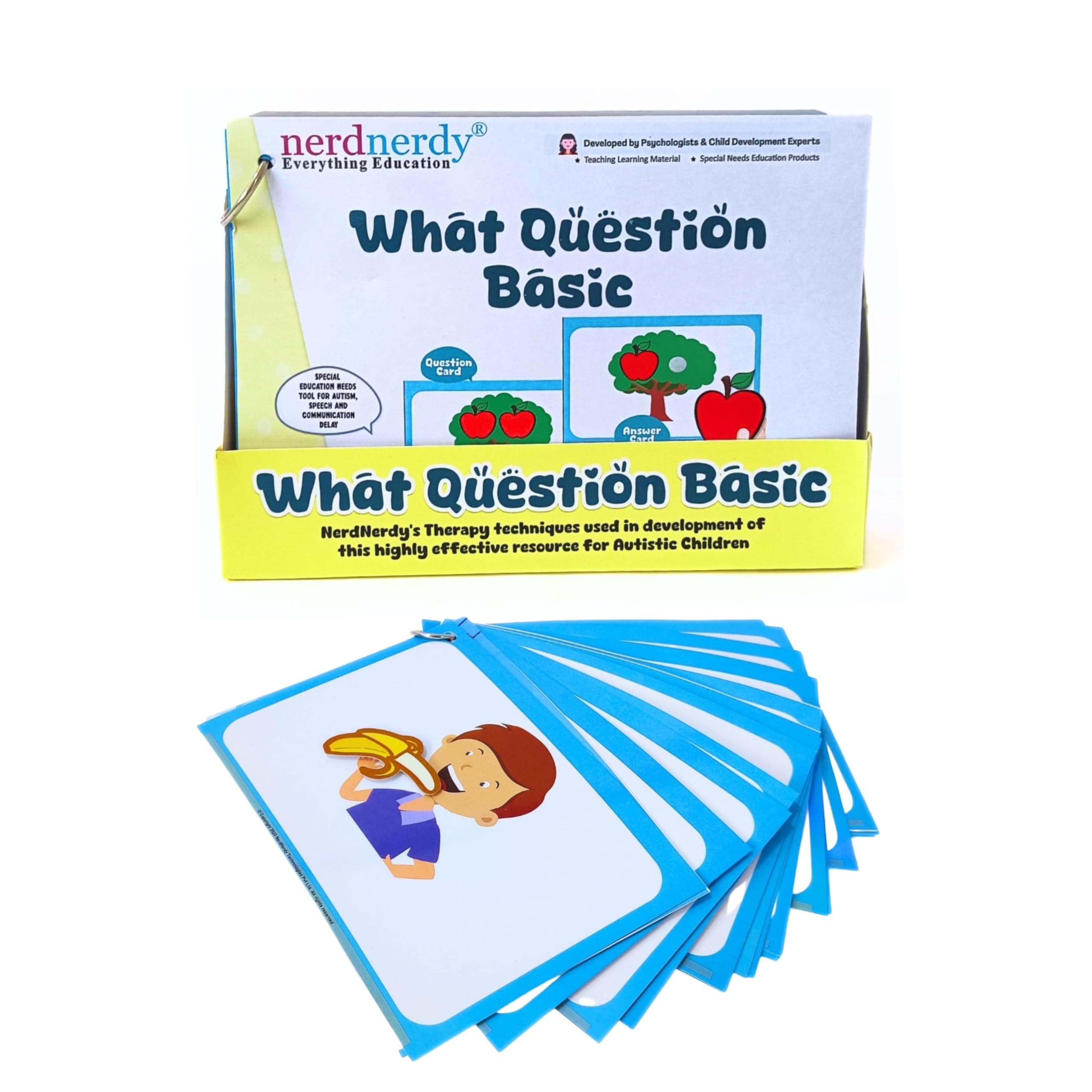 NerdNerdy 'What' Question Basic Level/Reserach Backed/Speech Therapy Material/Autism Toy for Speech Development/Helps in receptive Language/Language & Communication/Sensory Integration.