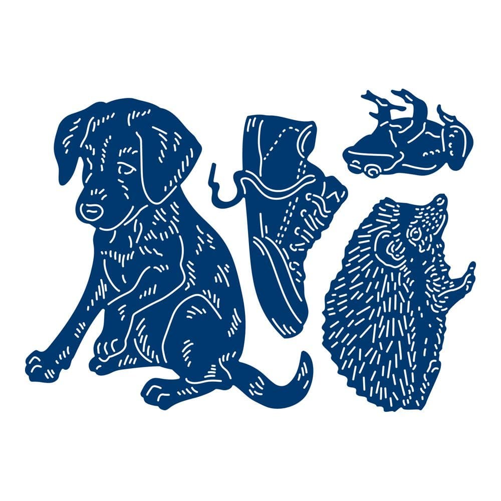 Tattered Lace Tattered Lace Dies - Curious Pup (with Frog, Hedgehog & Shoe Dies) 441192