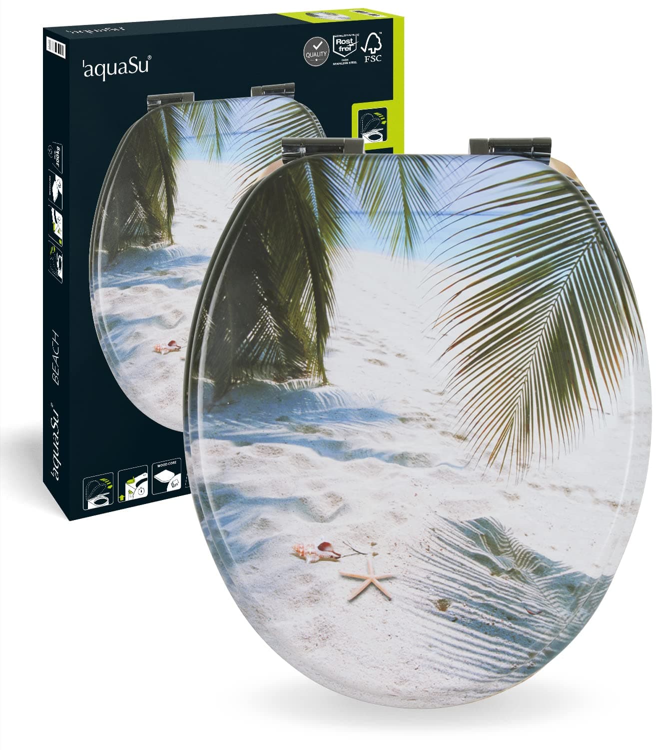 Sitzplatz 40113 5 Toilet Seat Soft-Closing and Fast Fix Beach Theme