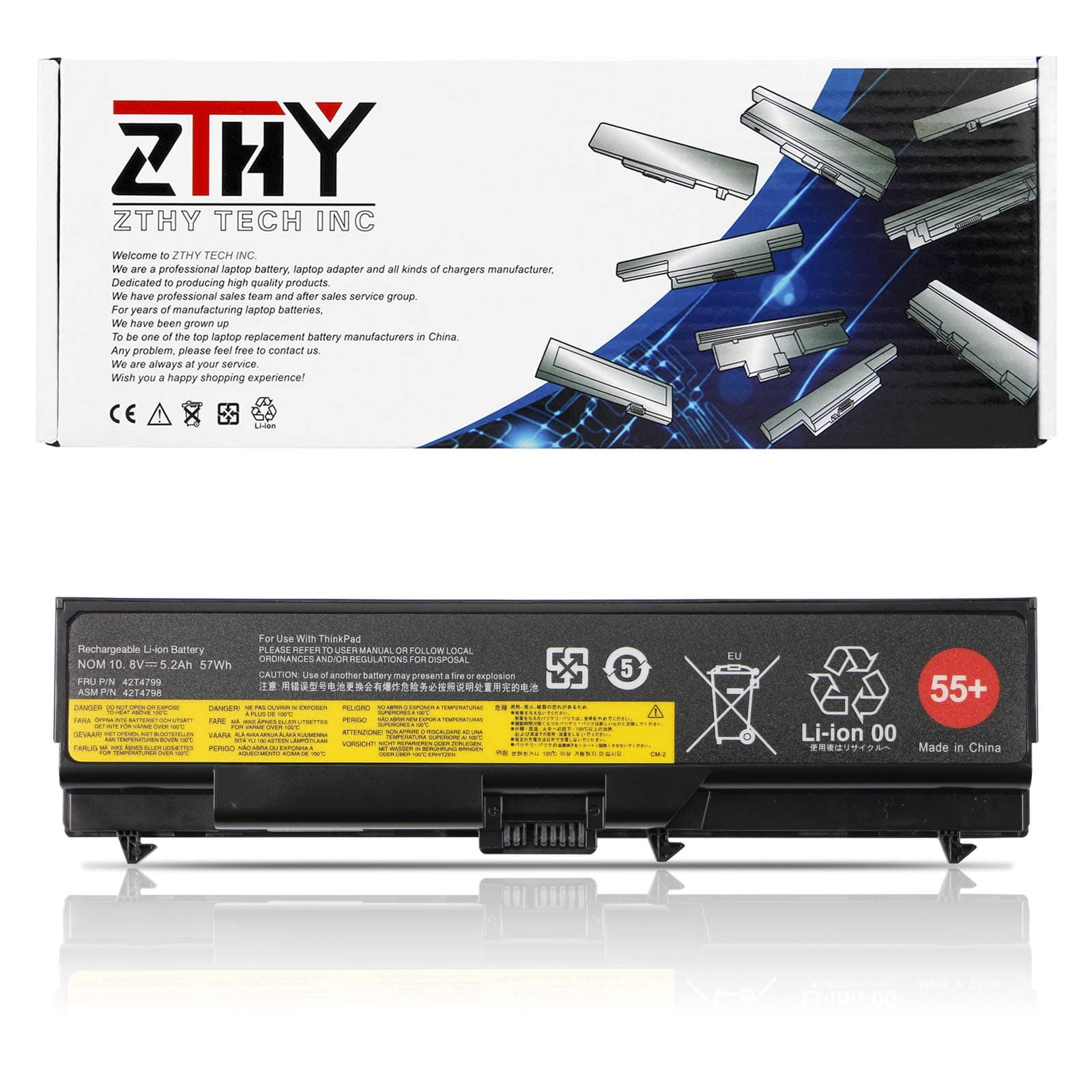 ZTHY 55+ T410 Laptop Battery for Replacement Lenovo ThinkPad T510 T520 W510 W520 L412 L420 L512 SL410 SL510 0A36303 42T4799 42T4751 42T4235 42T4753 42T4796 45N1001 45N1005 57wh
