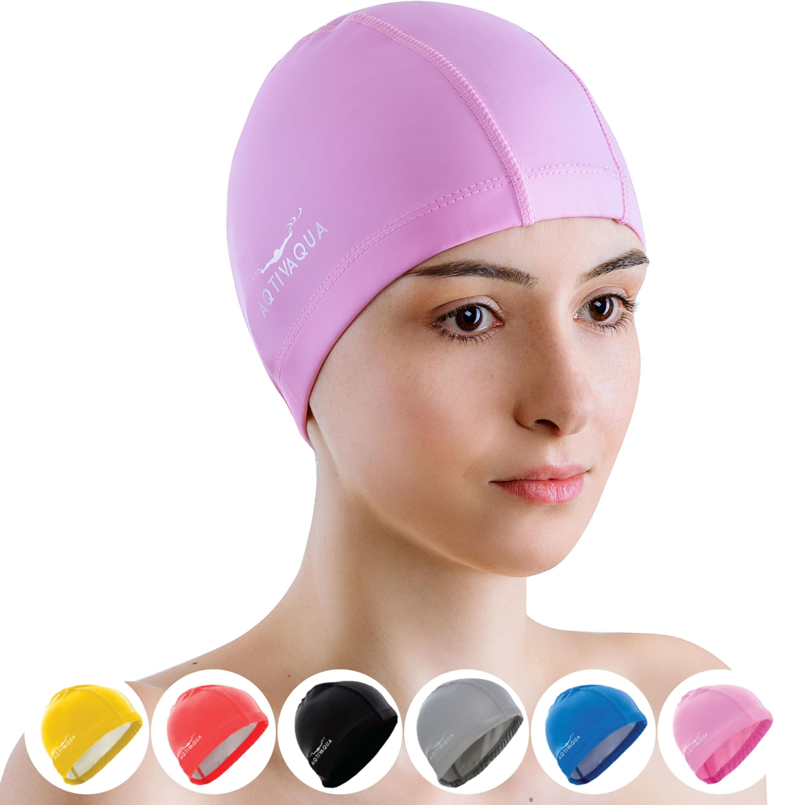 Spandex Swim Cap with Protective Layer // Comfortable Swimming Cap for Women Men Adult and Kids