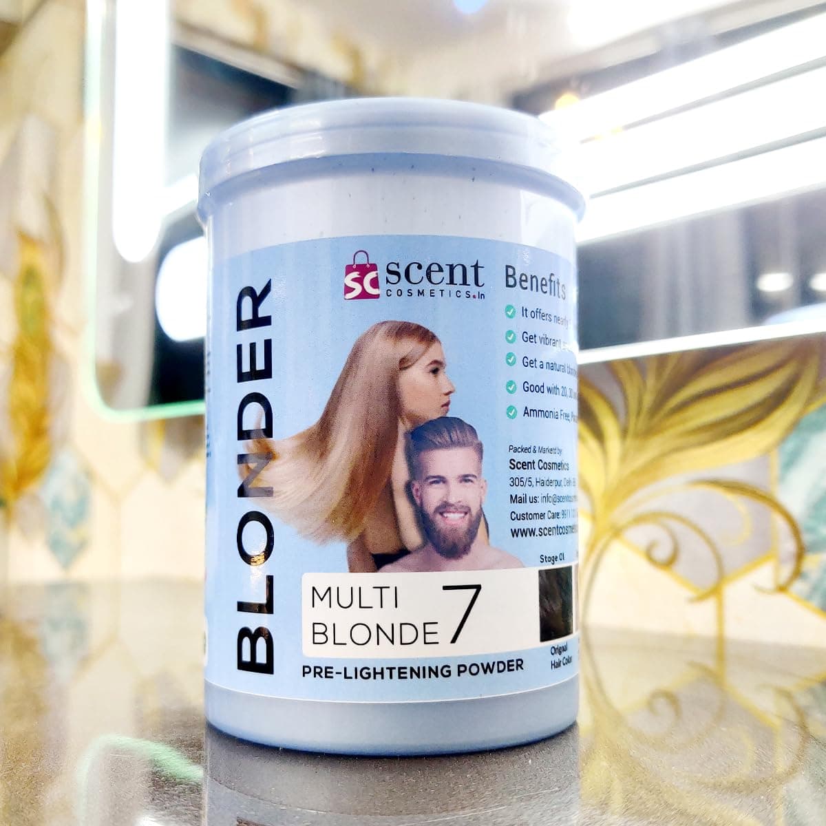 Scent Cosmetics Professional Blonder Powder for Hair (175G), Hair Lightning, Bleaching Powder, Upto 9 Levels Lift, Suitable for All Hair Types