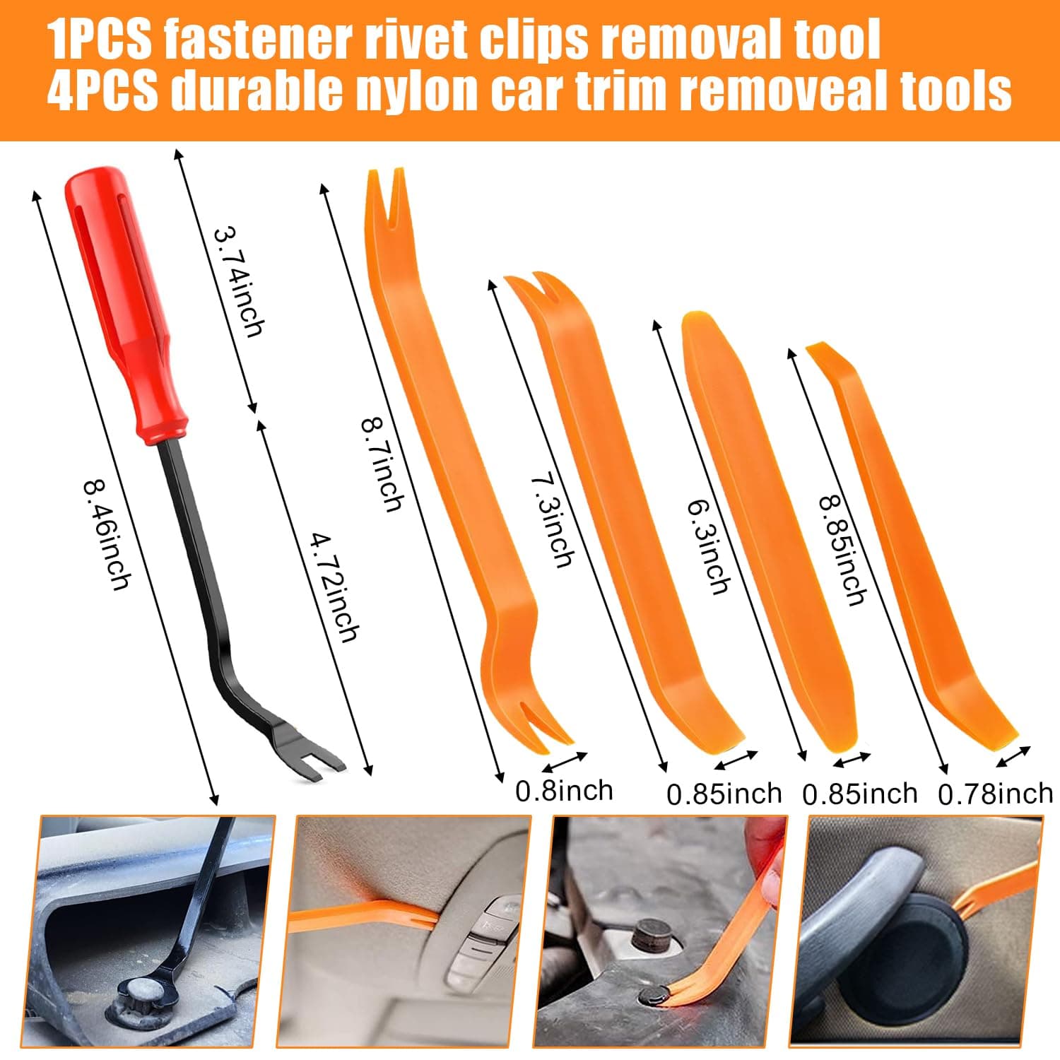 100Pcs Car Body Trim Clips, Car Retainer Clips, Auto Body Bumper Fender Retainer Clips Liner Fixed Clips Fasteners Tool, Universal Car Auto Body Fastener Rivet Trim Clips with Panel Removal Tool