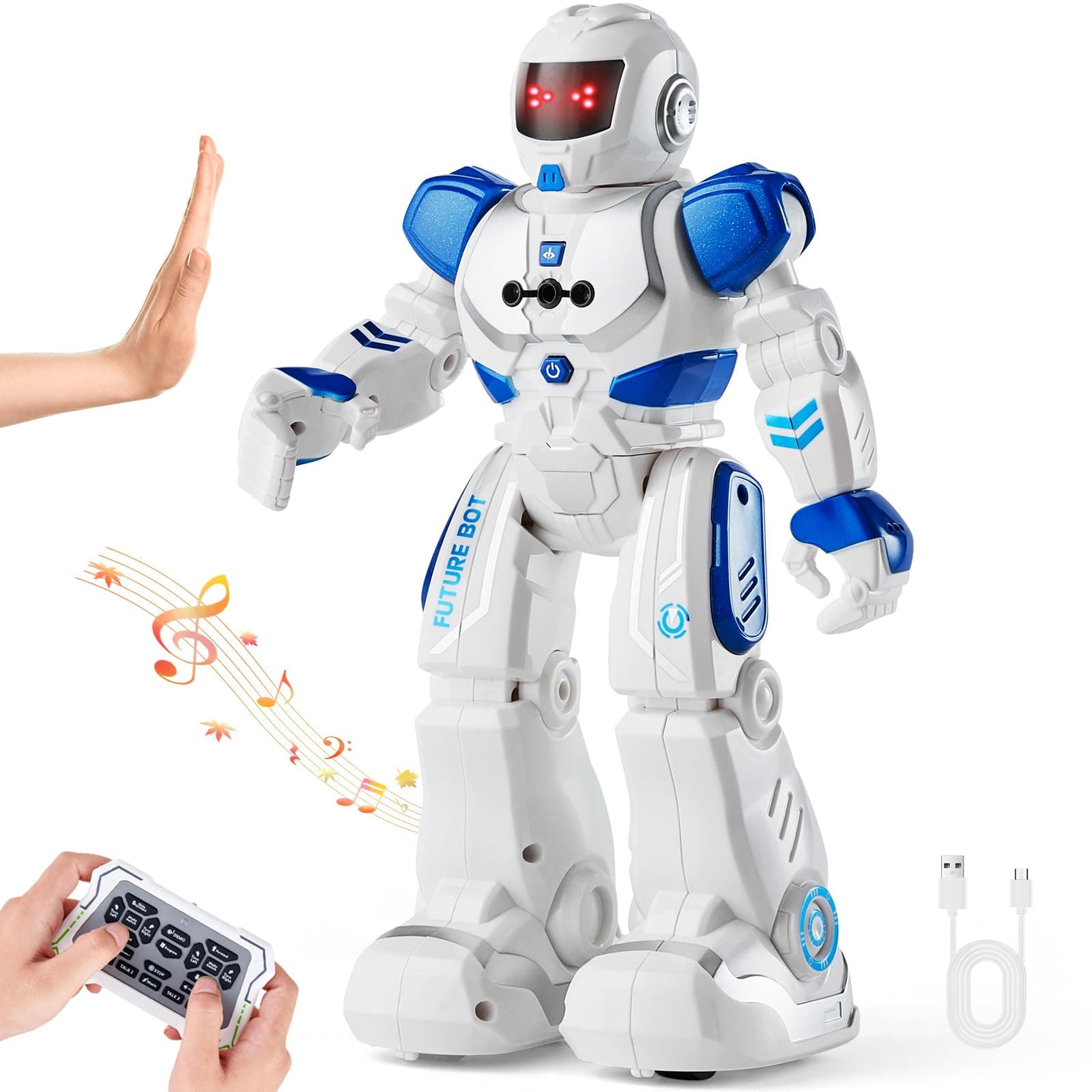 VEVOR RC Robot Toys for Kids, Gesture Sensing Programmable Remote Control Smart Robot, Interactive Walking Singing Dancing Robot for Age 3+ Year Old Boys Girls Birthday Gift Present