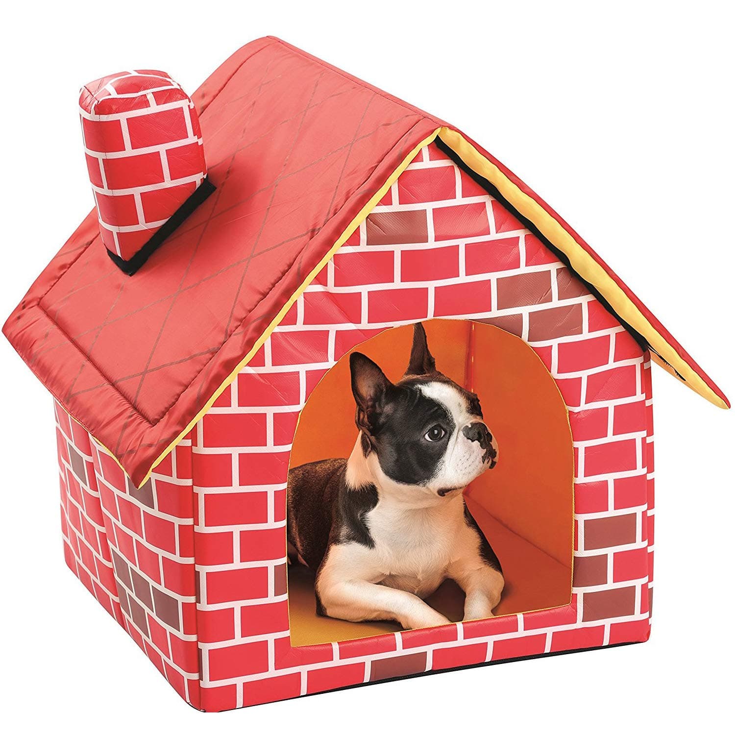 JOJOPet Portable Brick Pet Dog House Cat Bed Single Room Designed for Small Dogs and Cats，Indoor/Outdoor Soft Padded Red Brick House