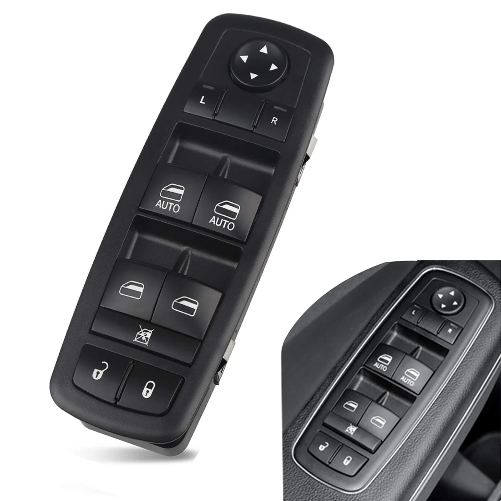 Dual-Automatic Electric Master Power Window Switch Compatible with Dodge Charger 2011 to 2014, Chrysler 200-2015 2016 2017, Chrysler 300-2011 2012, Replacement for 68139805AB, 68231805AA