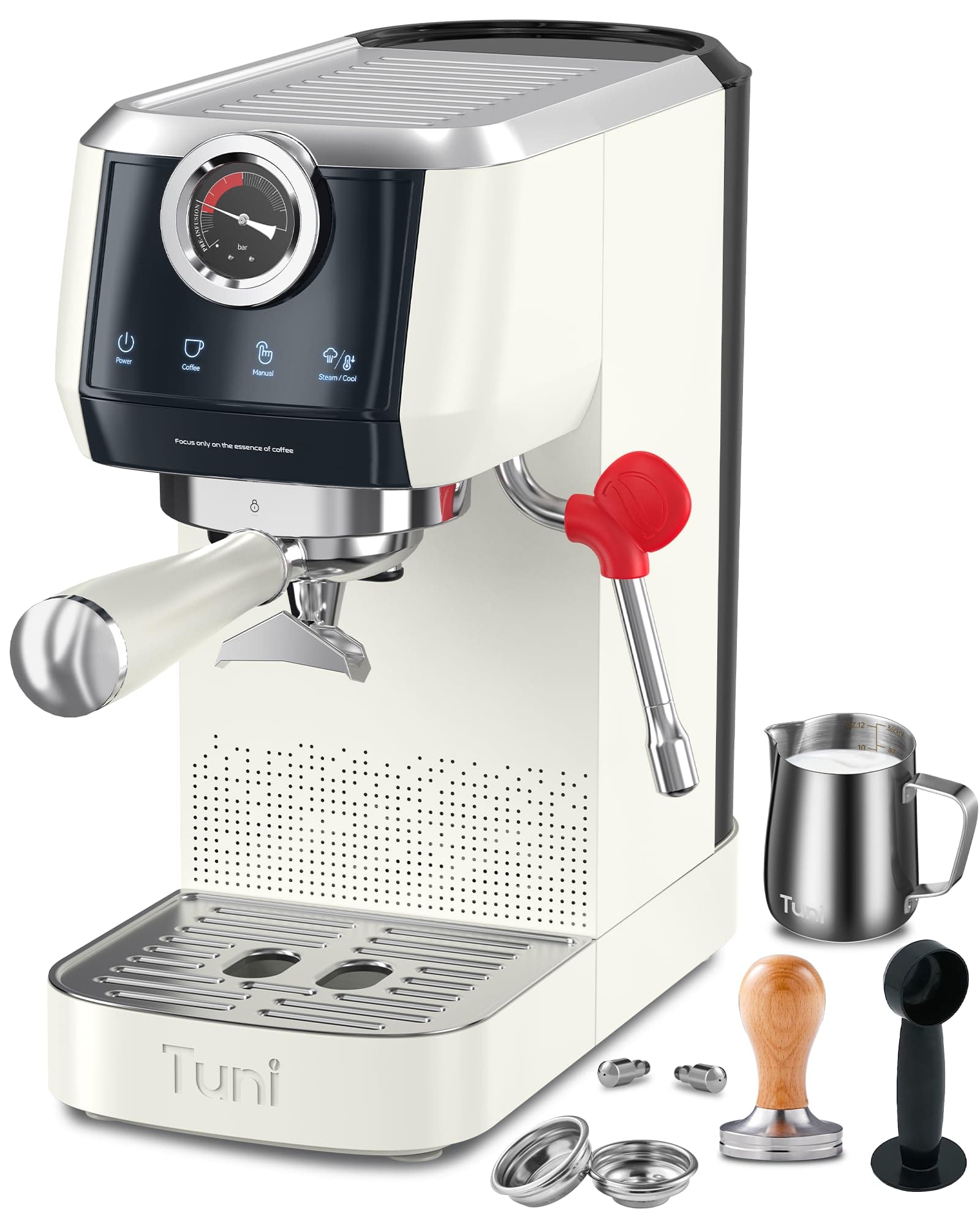 Tuni E2 58mm Espresso Machine 20 Bar Double Boiler Coffee Maker with 10mm Steam Milk Frother Semi-Automatic Coffee Maker with UKLA Pump for Espresso, Cappuccino, Gift for