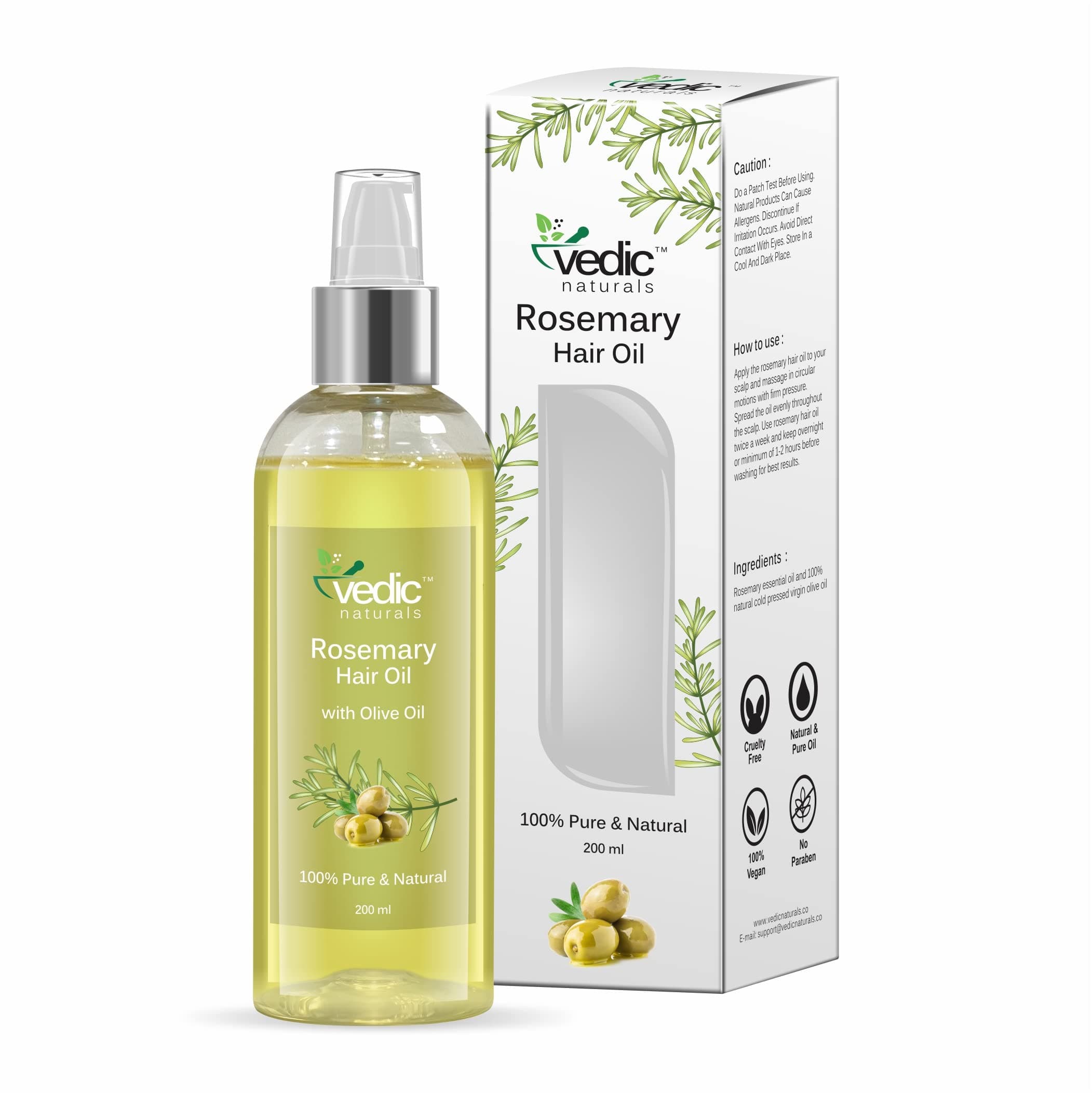 Rosemary Oil & Olive Oil - 200ml | 100% Pure & Natural | For Hair Growth & Anti-Dandruff