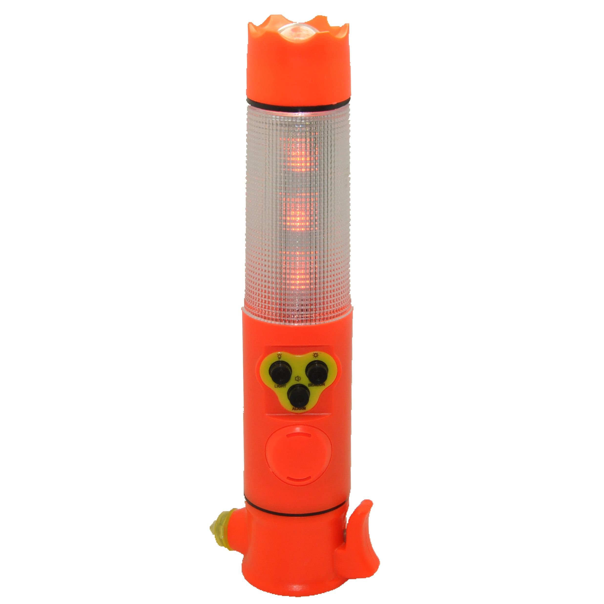 Finepack Rescue Tool with Personal Alarm Siren - Auto Safety Tool; Seatbelt Cutter, Car Window Breaker, Flashing Red Beacon, Magnetic Base, Flashlight. Escape Tools