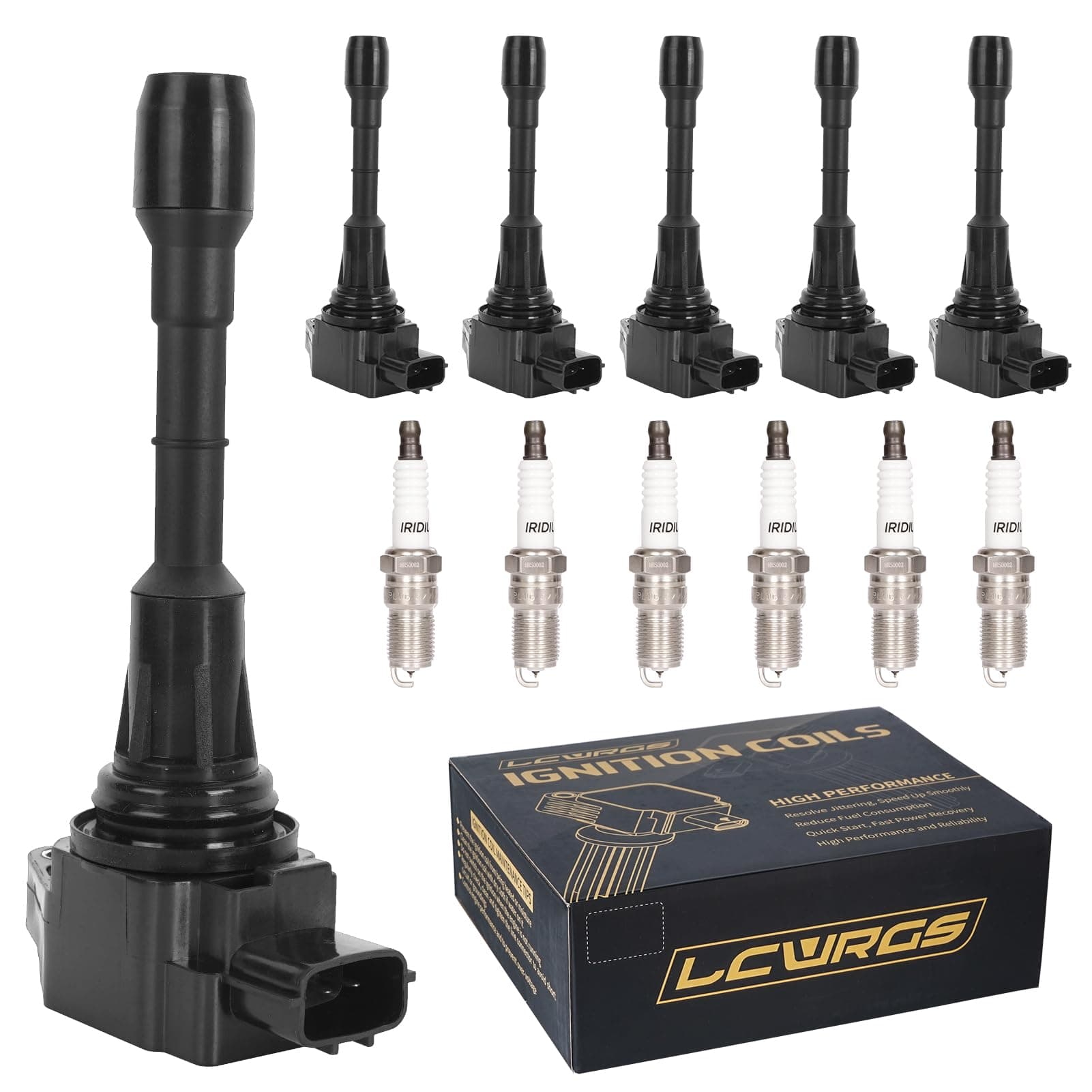 Set of 6 Ignition Coil Packs & Spark Plugs Fits For 3.5 V6 Nissan Murano Maxima Altima Pathfinder Infiniti G35 EX35 JX35 2009 2010 2011 2012 2013 2014 2015 2016 3.5L Coils Spark Plugs Replaces# UF550