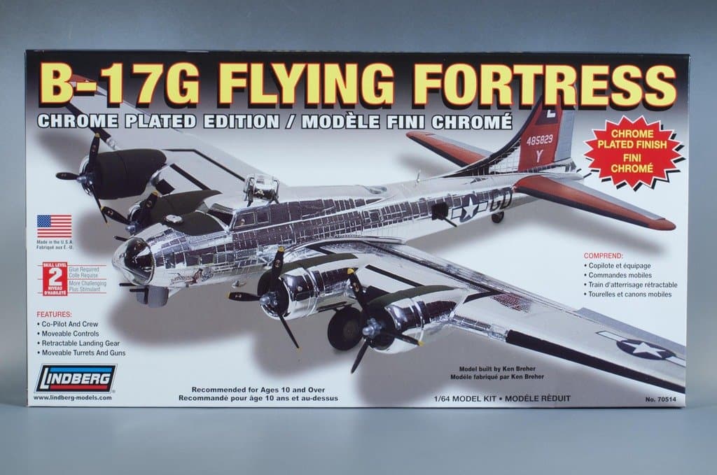 Lindberg Models LN70514 1:64 Scale B-17 Flying Fortress with Chrome Finish Model Kit