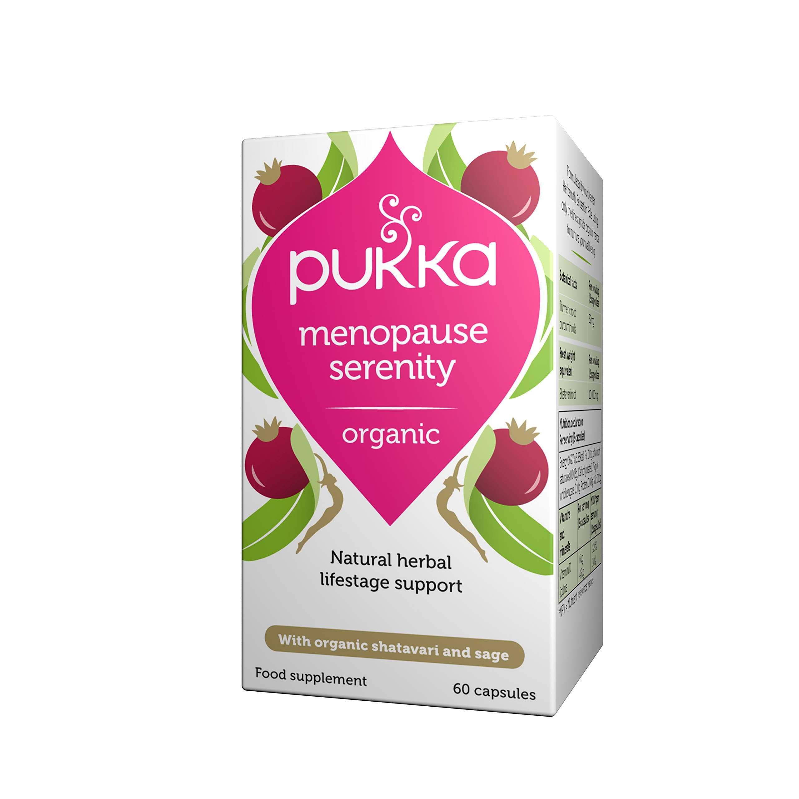 Pukka Herbs Menopause Serenity, Organic Supplement with Sage and Shatavari, Vegan, 60 Capsules