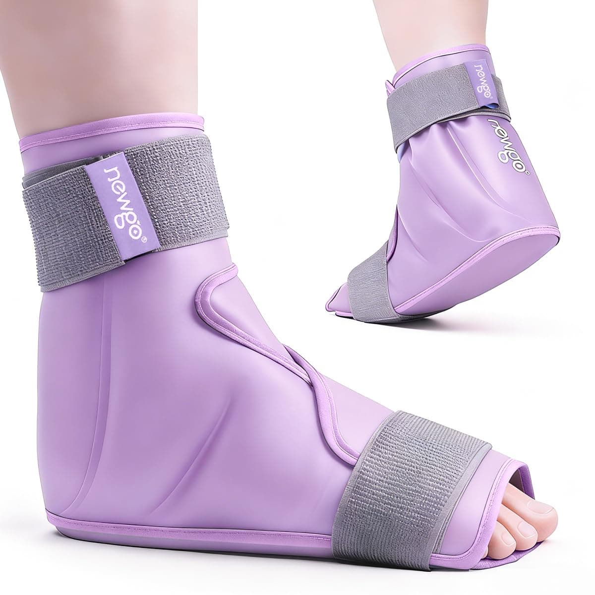 NEWGO Ice Pack Foot Ankle Ice Pack Wrap for Plantar Fasciitis, Foot Surgery Recovery, Hot Cold Therapy Ice Boot Foot for Bunions, Ankle Injury, Swelling, Burning Feet - Purple