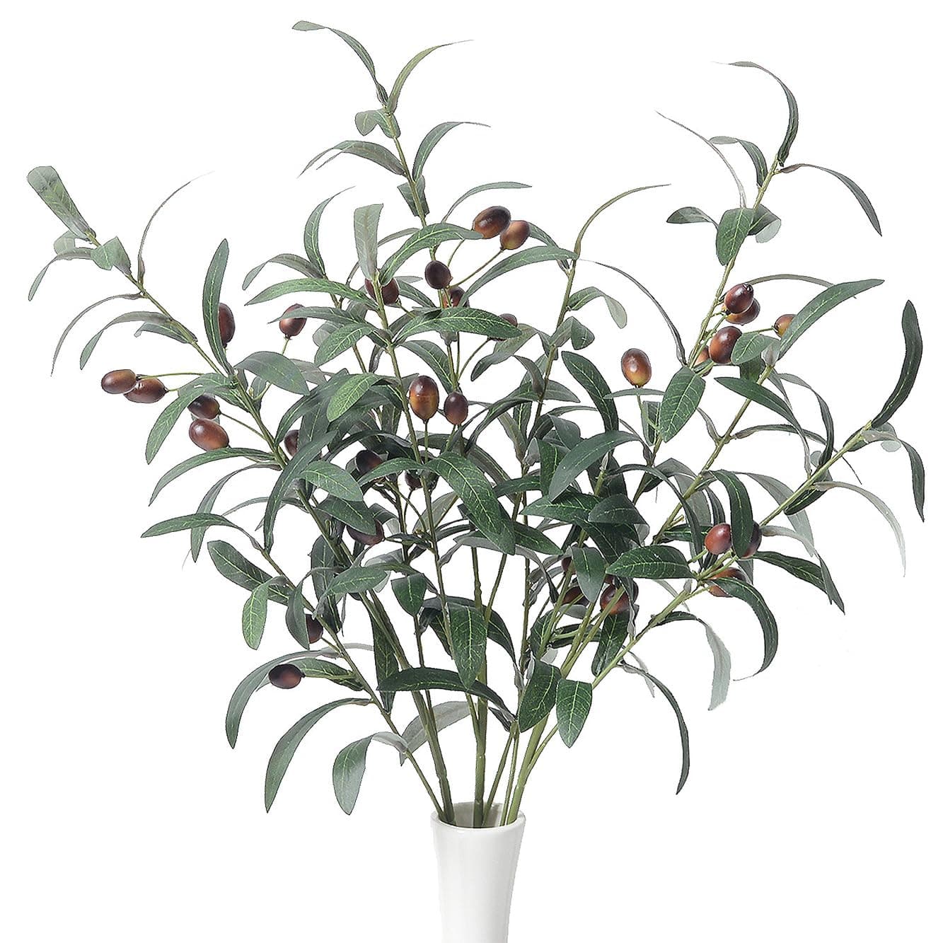 SzJias Artificial Olive Branch Faux Olive Branches for Vases Fake Branches Olive Stems for Vase Fake Olive Tree Branches (3 Branches, 28.7 inch/Each)