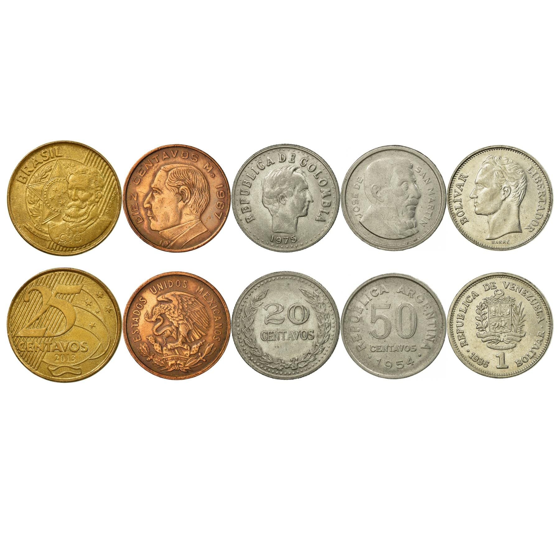 Hobby of Kings 5 Coin Collection | Presidents | Manuel Deodoro Da Fonseca | Benito Juarez | Francisco De Paula Santander | Jose De San Martin | Simon Bolivar | 1952-2021