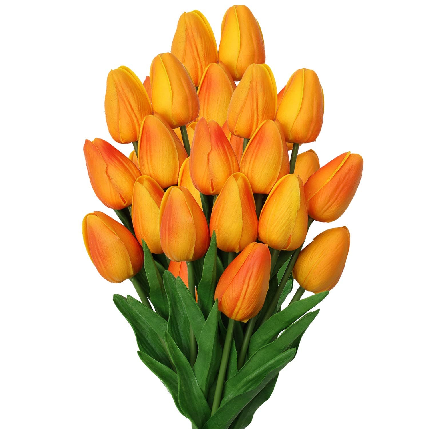 20 Pcs Orange Tulips Artificial Flowers Real Touch Fake Tulips Fake Flowers for Mother's Day 13.5" Faux Tulips Faux Flowers Bulk Artificial Tulips Flowers for Vase Centerpieces Home Wedding Bouquet