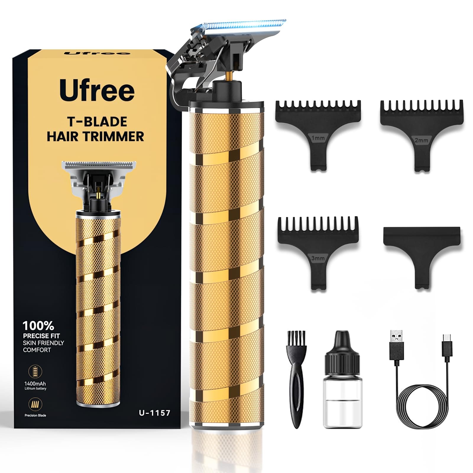 Ufree Hair Trimmer & Beard Trimmer for Men Professional, Electric Razor Shavers for Men, T Blade Precision Edgers Liners, Barber Clippers for Hair Cutting Mustache Facial, Mens Gifts