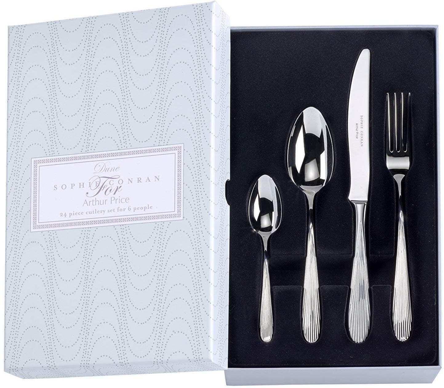 Sophie Conran for Arthur Price Sophie Conran Dune 24 Piece Box Set, Stainless Steel, 28 x 18 x 7 cm