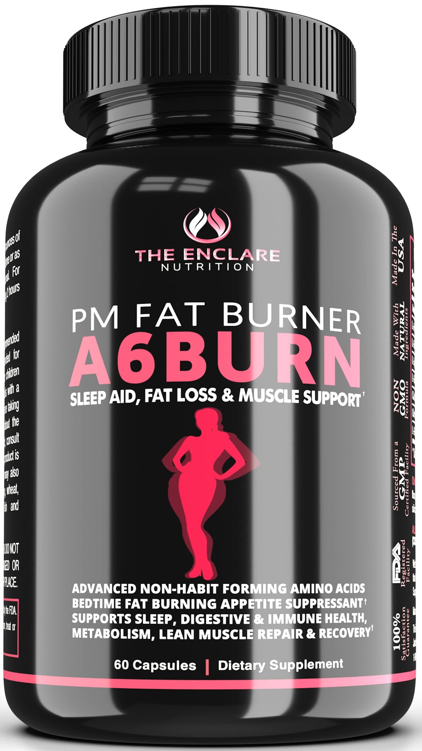 A6BURN Night Time Fat Burner Sleep Aid. Weight Loss for Women And Men, Metabolism Booster, Appetite Suppressant for Weight Loss, Diet Pills. Post Workout Muscle Recovery Amino Acids And Immune Support