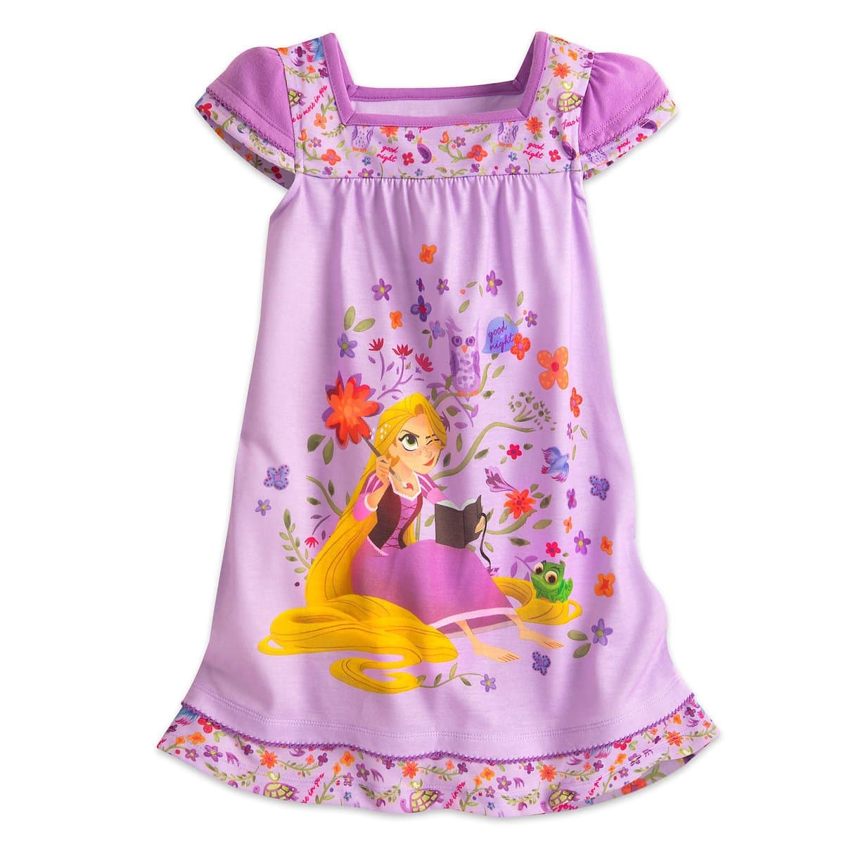 Disny Disney Tangled Rapunzel, Eugene and Owl Purple Floral Nightgown