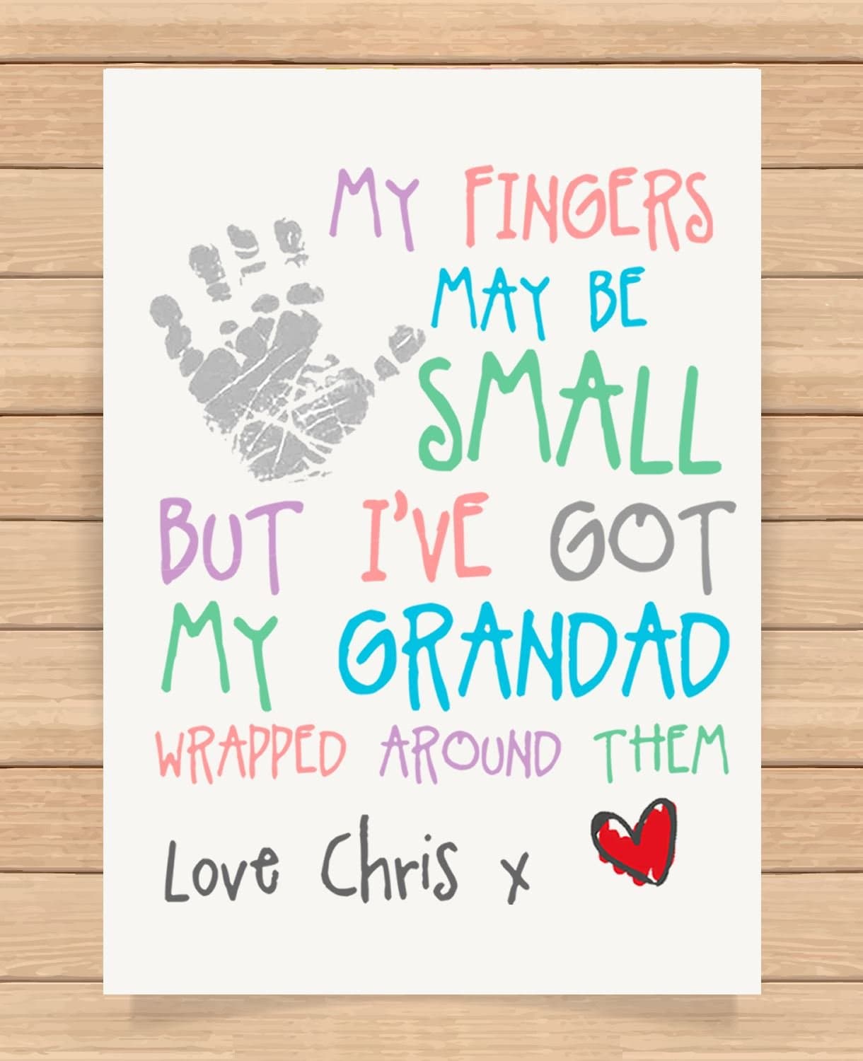 Personalised Presents Gifts For Grandad Grandpa Nanna Birthday Fathers Day Christmas Xmas My Fingers Heart Touching Poem Keepsake Prints Posters Wall Art Unusual Special Unique Idea