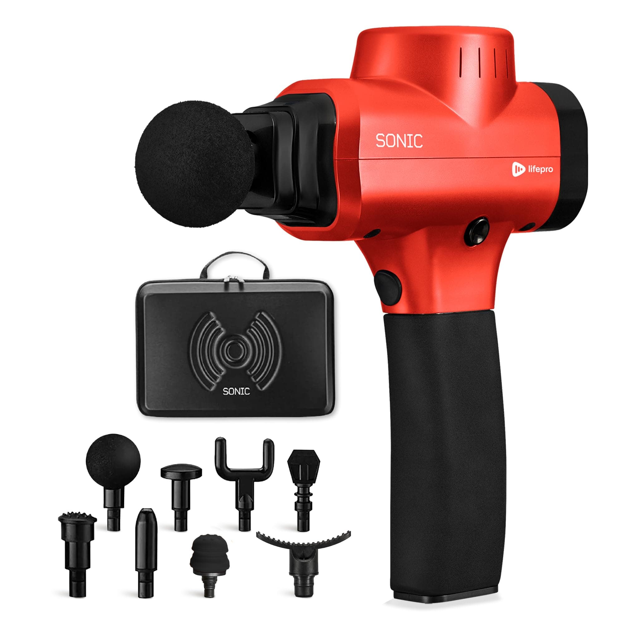 Massage Gun & Massage Gun Holder (Sold Separately) - Percussion Muscle Massager for Athletes with 8 Heads and 5 Speed Settings - Deep Tissue Back Muscle Massager Extender for Recovery