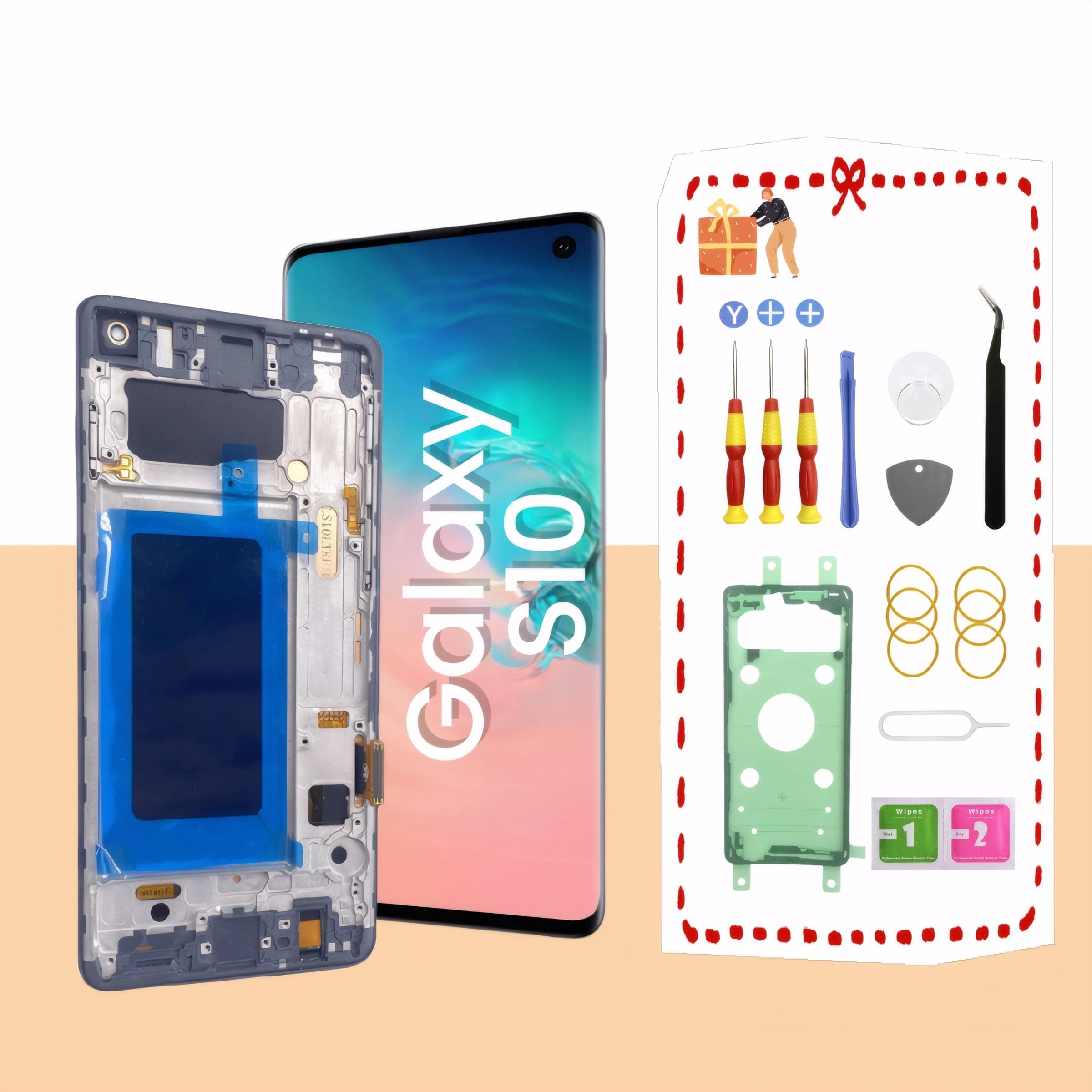 Galaxy S10 LCD Display Screen Assembly Replacement for Samsung Galaxy S10 LCD Touch Digitizer Screen with Frame 6.1" G973U G973FD Black(Fingerprint Recognition is not Supported)