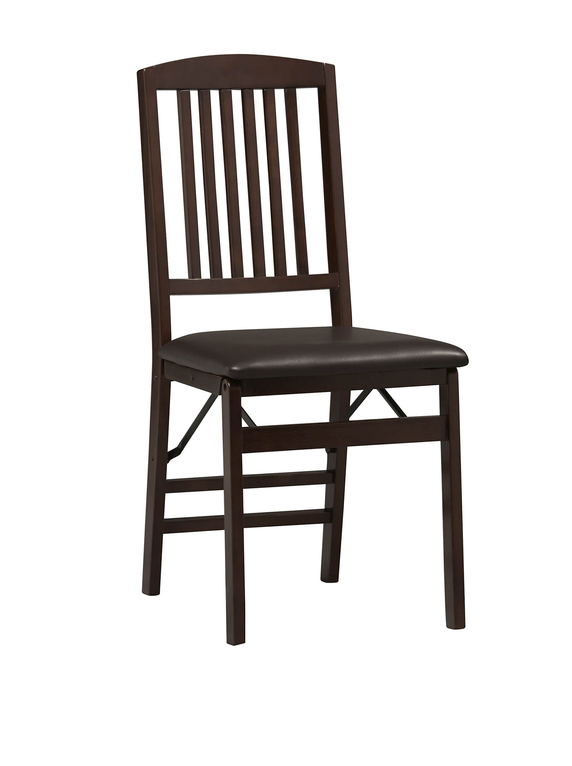 Linon 01825ESP-02-AS-U Triena Mission Back Set of 2 Folding Chair, 17" w x 20" d x 36" h, Brown