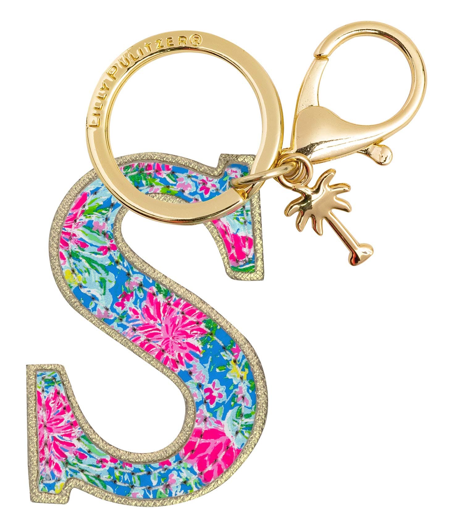 Lilly Pulitzer Leatherette Initial Keychain, Letter Bag Charm for Women