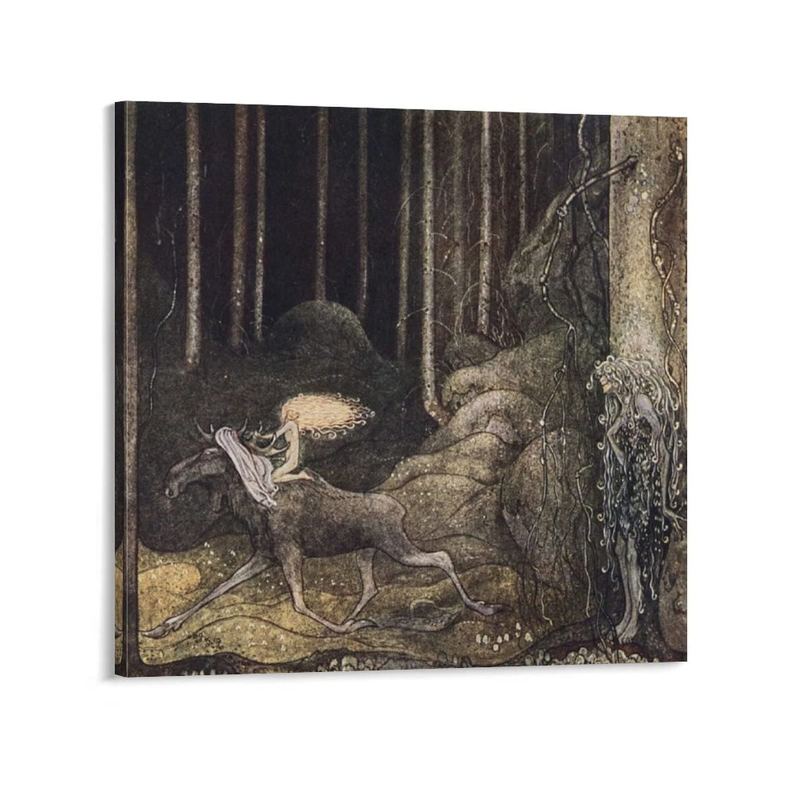 John Bauer - Sagan Om Aldtjuren Skutt Och Lilla Prinsessan Tuvstarr Poster Decorative Painting Canvas Wall Art Living Room Posters Bedroom Painting 16x16inch(40x40cm)