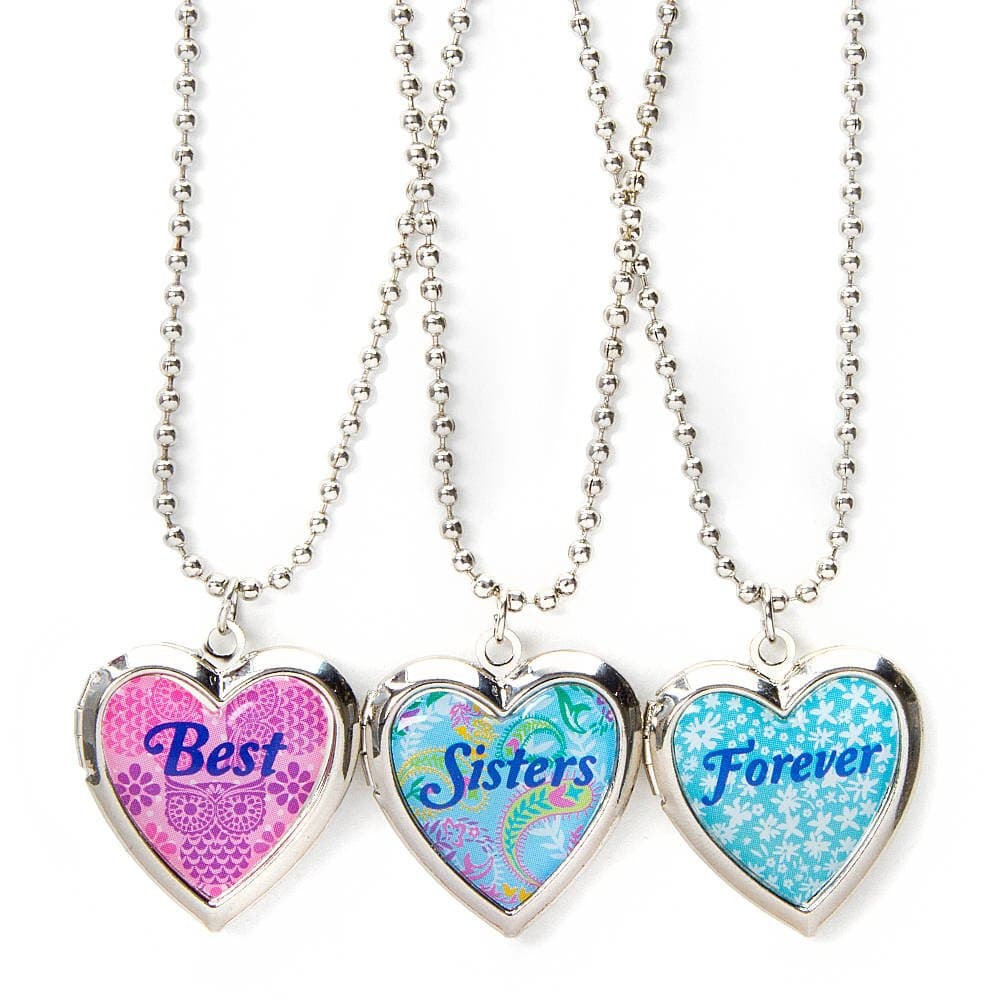 Claire's Accessories Girls Best Sisters Forever Heart Locket Pendant Necklaces Set of 3