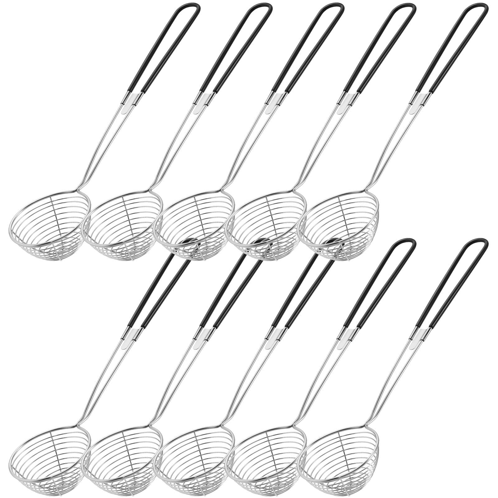 Geiserailie Hot Pot Strainer Scoops, 10 Pieces, Stainless Steel, 2.5 Inch Mini Mesh Skimmer Spoon Asian Strainer Ladle with Handle