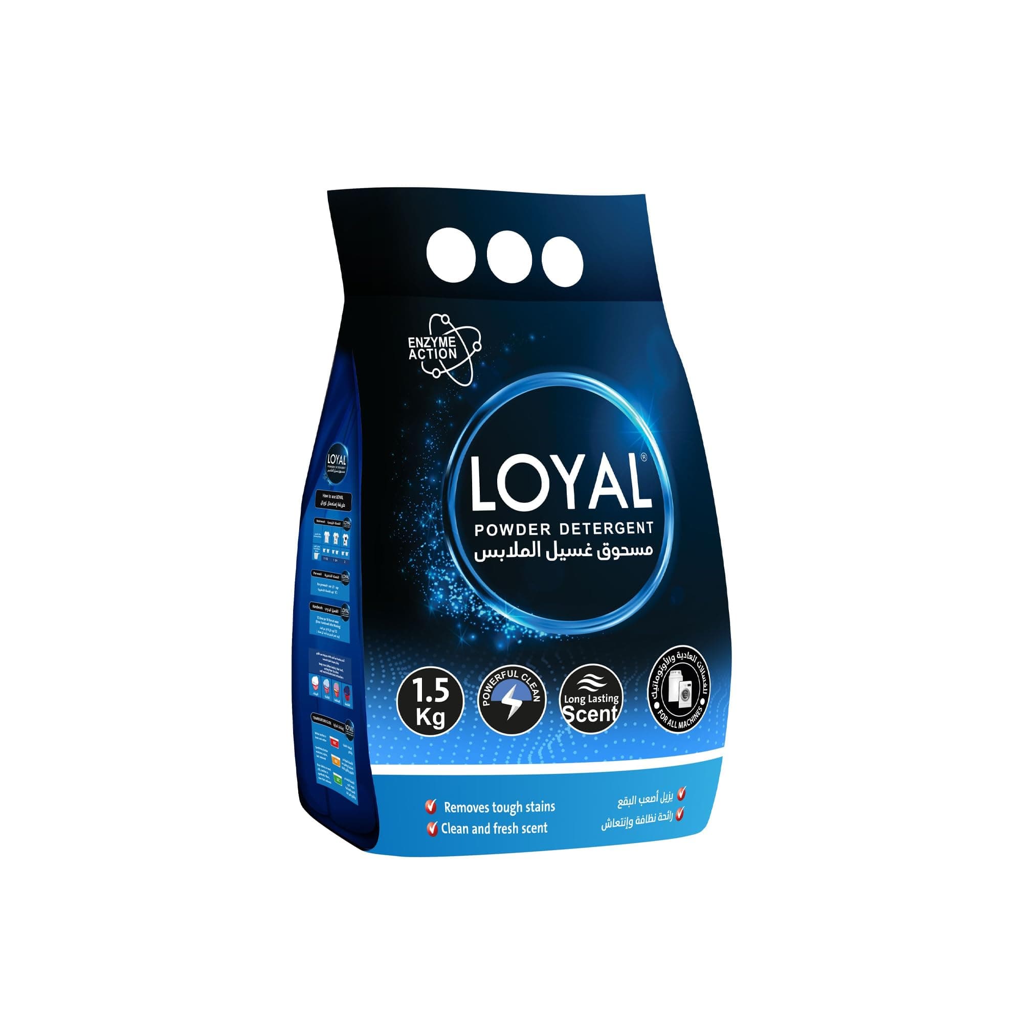 Powerful Clean Powder Detergent with Long-Lasting Scent and Enzyme Action, Remove Tough Stains, Fresh and Clean Scent (1.5kg)