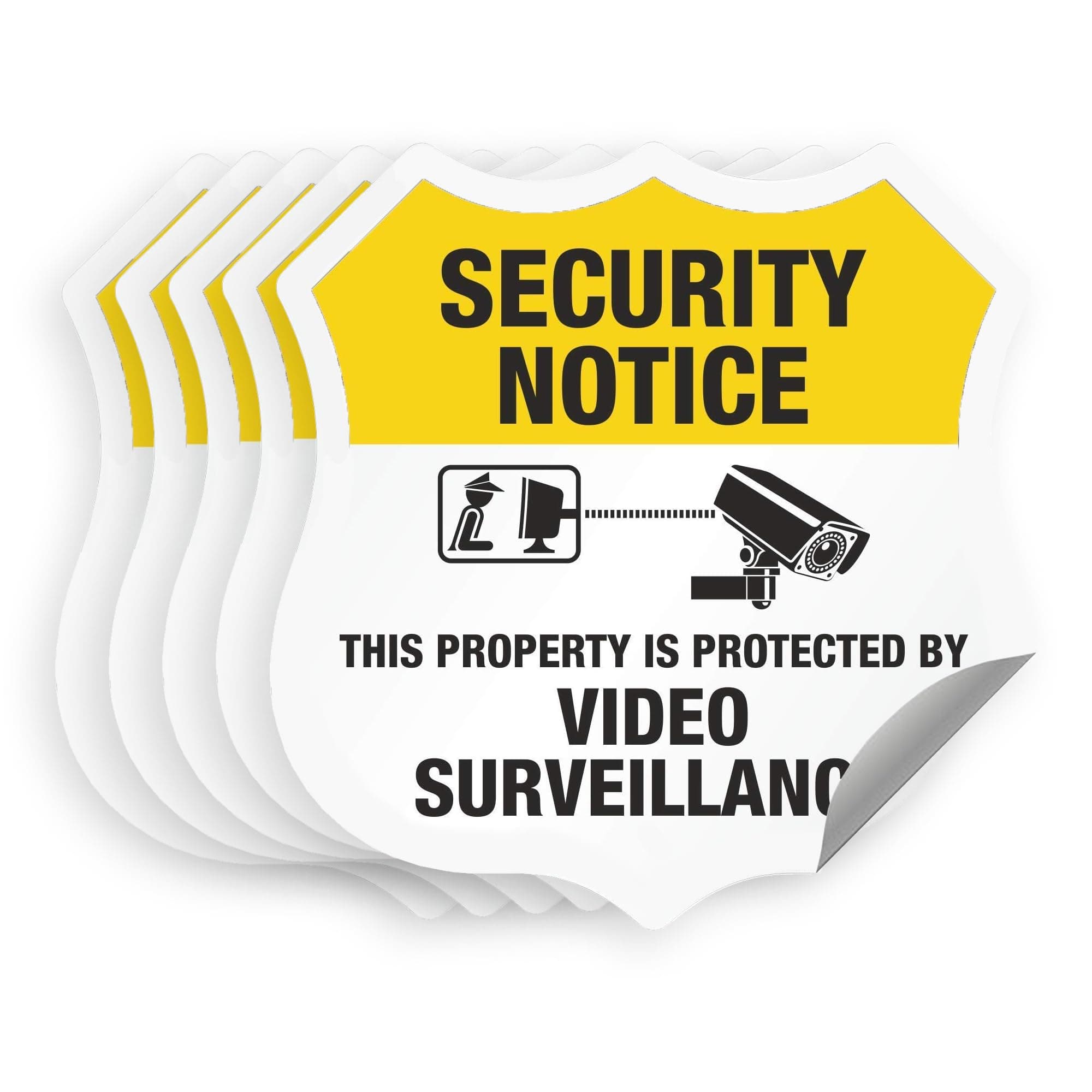 SmartSign “Protected by Video Surveillance” Security Notice Decal Set | Five Pack of 2.75"x3.25" EG Reflective Adhesive Labels, Made in USA