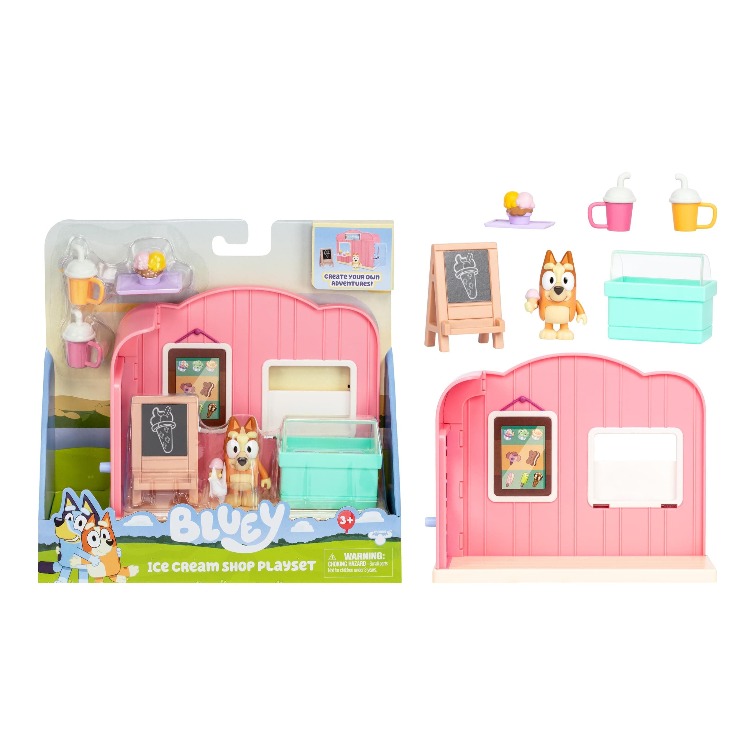 Bluey Mini Playsets Ice Cream Shop Playset | Incluye figura articulada de Bingo y Accesorios